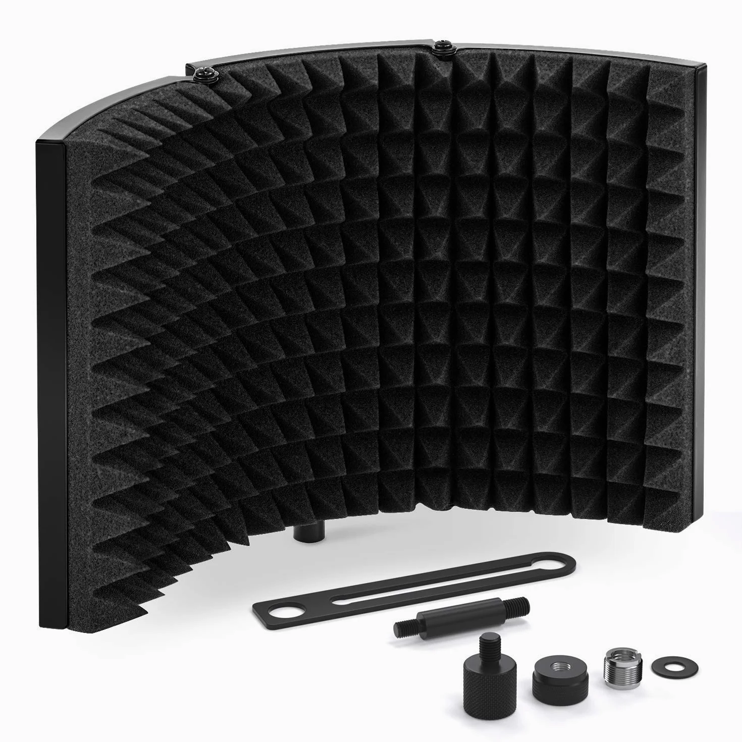 TONOR Scudo di isolamento del microfono insonorizzante per filtro vocale pieghevole con isolamento in schiuma assorbente per registrazione di microfono a condensatore in studio, nero