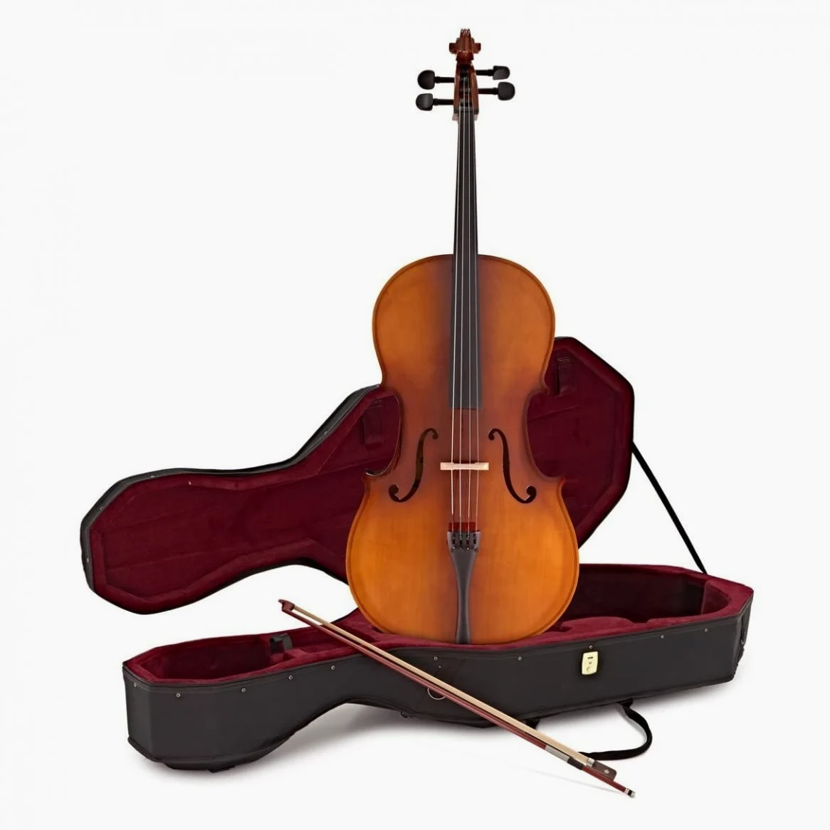 Violoncello per Studenti Dimensione 4/4 con Arco e Custodia di Gear4music | Kit Completo per Principianti con Finitura Verniciata Antica, Corpo in Abete e Tiglio, Quattro Accordatori Integrati