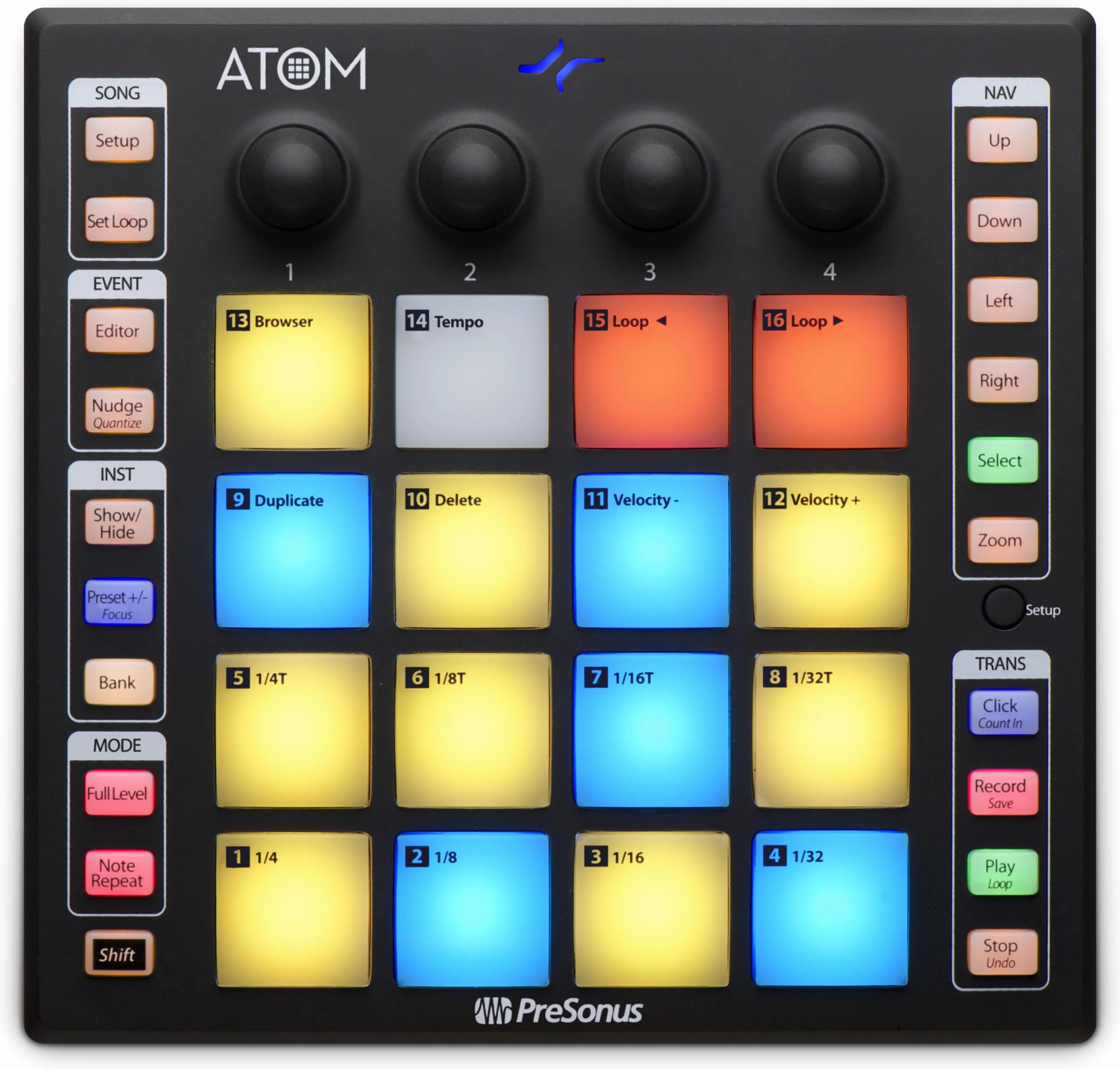 PreSonus ATOM Controller Pad MIDI, Produzione e Performance Musicale, Include Studio One Artist, Ableton Live Lite, Studio Magic Recording Software