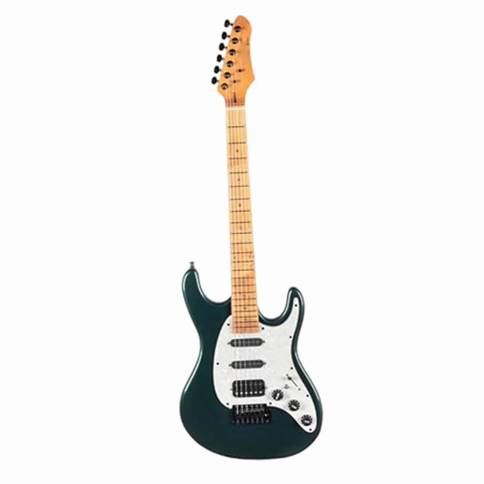 Chitarra Elettrica Strumenti Musicali Chitarra Elettrica Solida 7 Corde Finitura Metallica Corpo In Pioppo Manico Acero Tastiera A Ponte Regolabile Pickup SSH(Green Black)