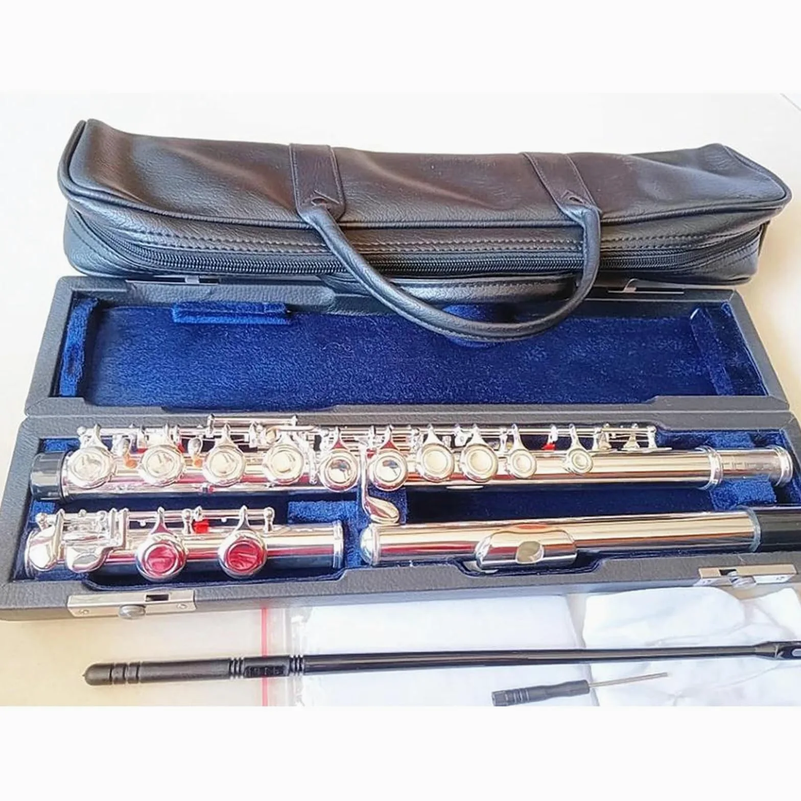 Professionale Flauto Traverso Corpo Placcato Argento Cupronichel 16 Fori Fori Chiusi Strumento Flauto Traverso Chiave C Con Chiave Mi