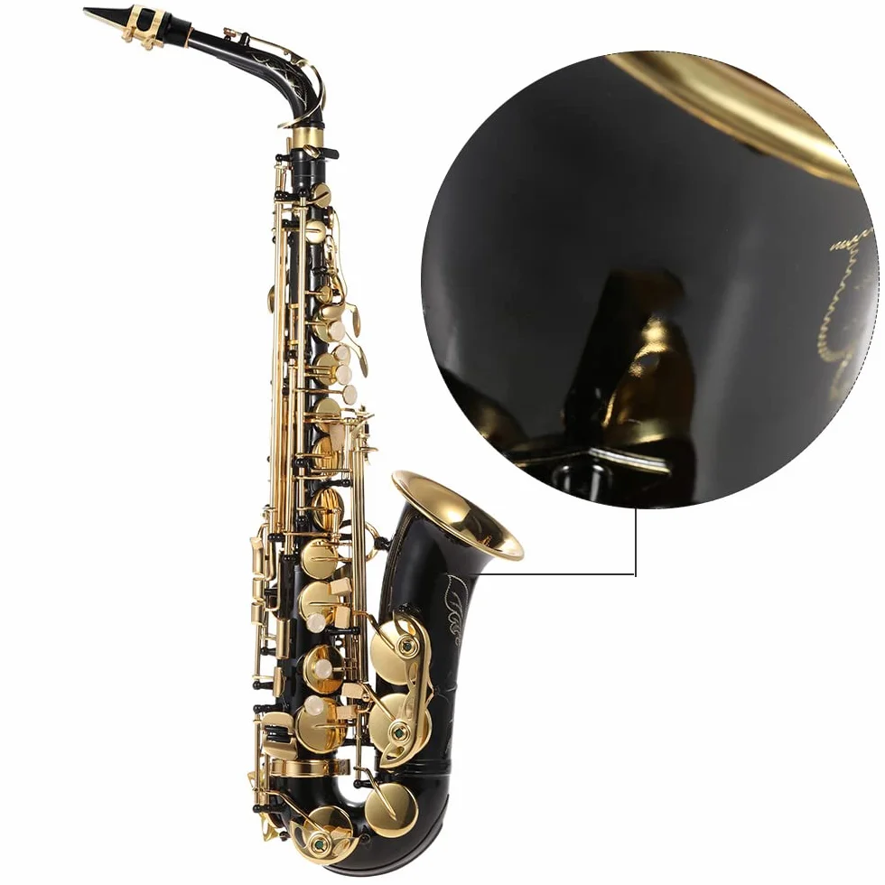 Sax d39,Mib sassofono contralto ottone laccato oro mi piatto sax 82Z tipo chiave strumento a fiato con spazzola per la pulizia guanti di stoffa cinturino custodia imbottita