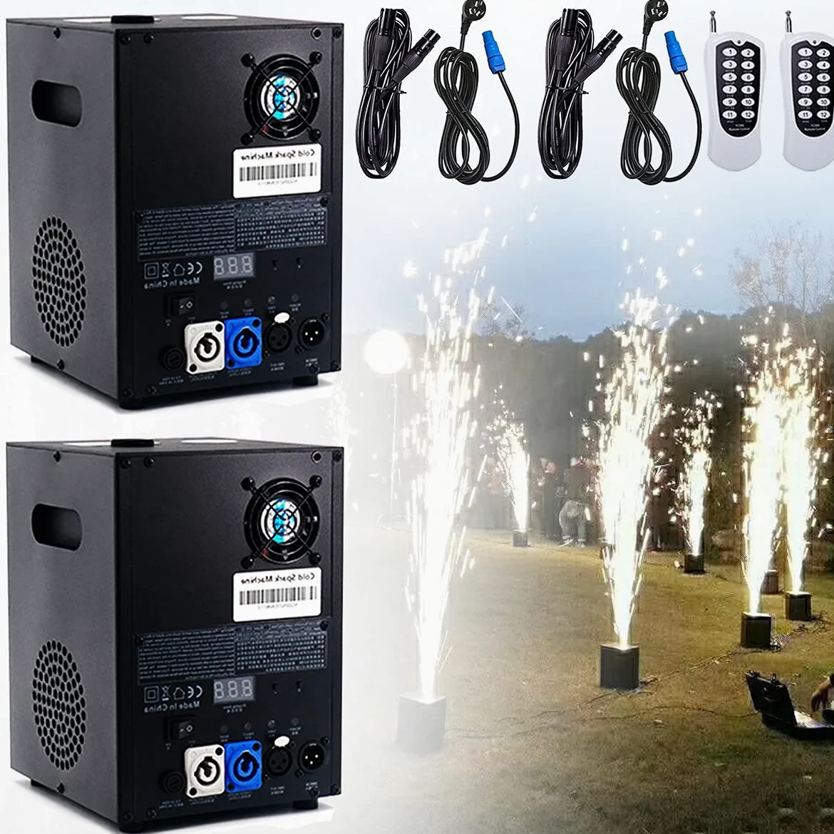 Macchina per Fontana di Nozze da 600 W Elettrica Macchina per Fuochi D'Artificio Stelle Filanti Fredde Controllo DMX per Decorazioni Regalo Compleanno Karaoke Ktv Bar