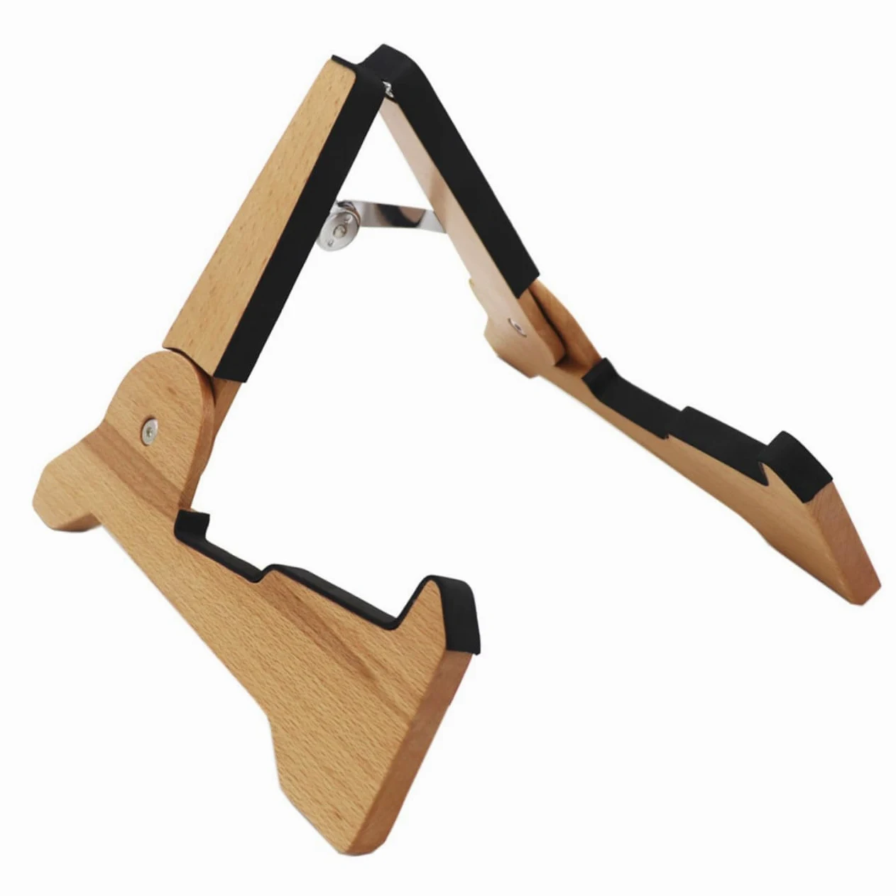 Kisangel Supporto per Basso e Violino in Legno Design Pieghevole e Smontabile, Stand per Palco e Negozio di Strumenti Musicali