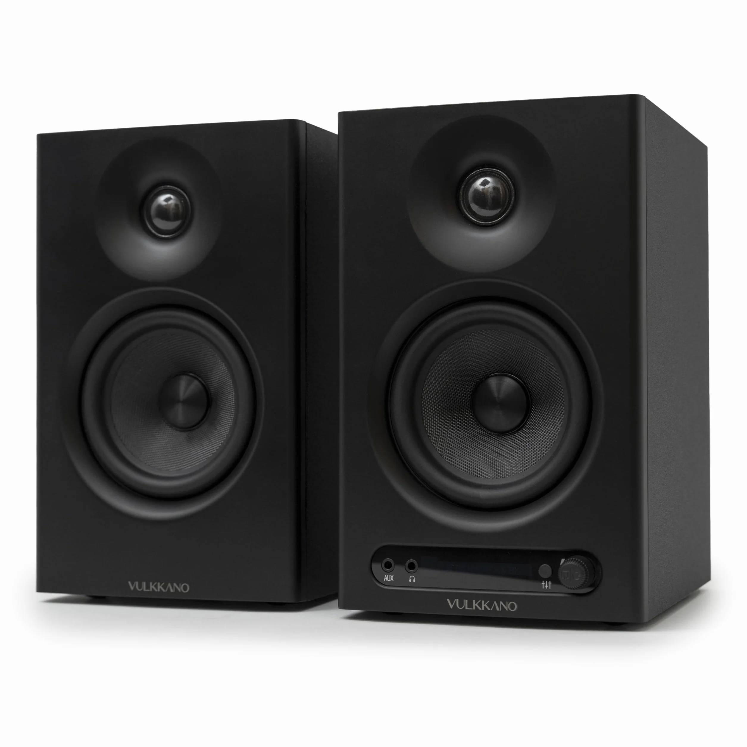 VULKKANO PRO4 Casse Monitor Studio con Woofer da 4”, Bluetooth, Ingresso Bilanciato TRS, RCA, Uscita per Cuffie, AUX, Ottica, Regolazioni EQ, Casse per PC