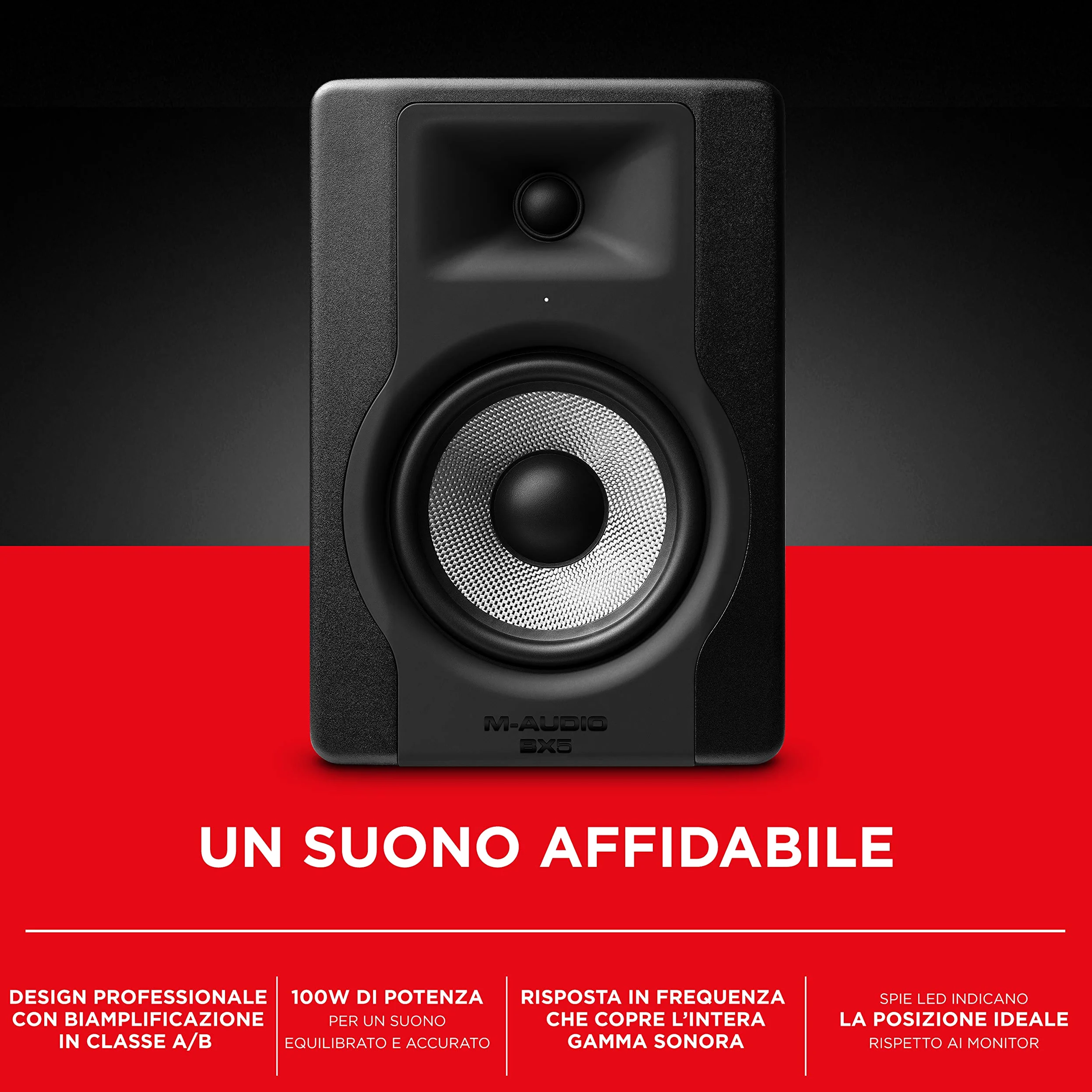 M-AUDIO BX5 D3 - Cassa Monitor da Studio Attiva da con Woofer da 5" e Controllo Acoustic Space, Riferimento per Produzione Musicale e Mixaggio