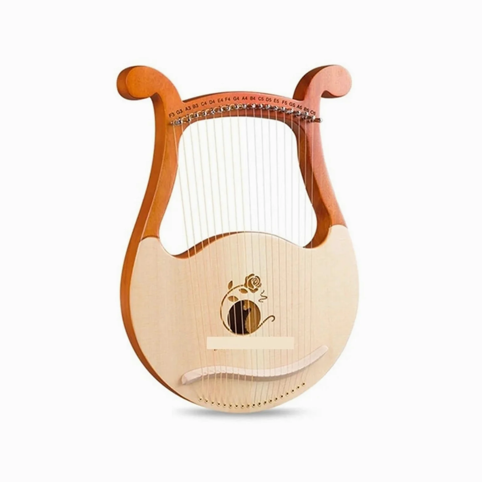Arpa a Lira Arpa a Lira Strumento Musicale in Legno Arpa a Lira con Corda for Chiave di accordatura(Rose)