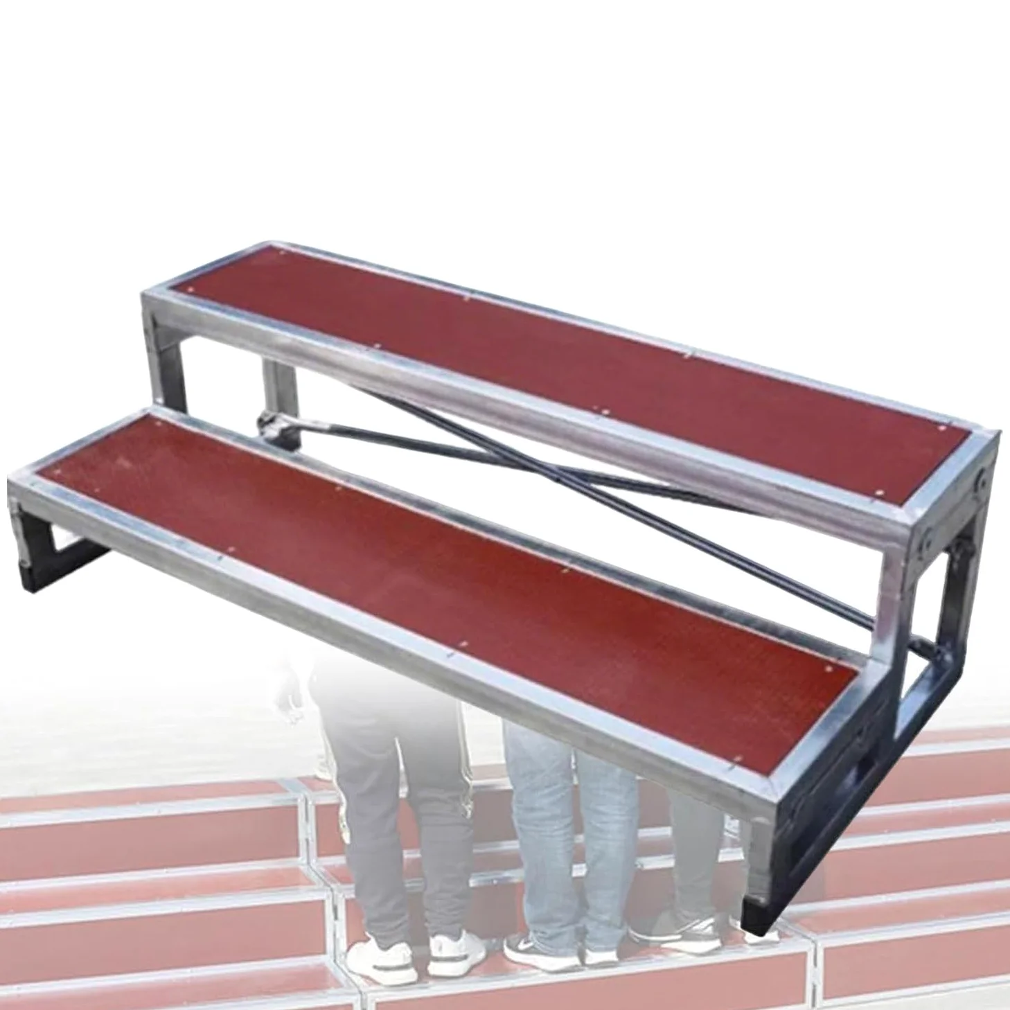 Pedana Portatile per Coro, scalinata a 1/2 Livelli, per aule Scolastiche, chiese, Foto di Gruppo, leggii, podi e palchi,Gradini a più Livelli Portatili Antislip-2Tiers