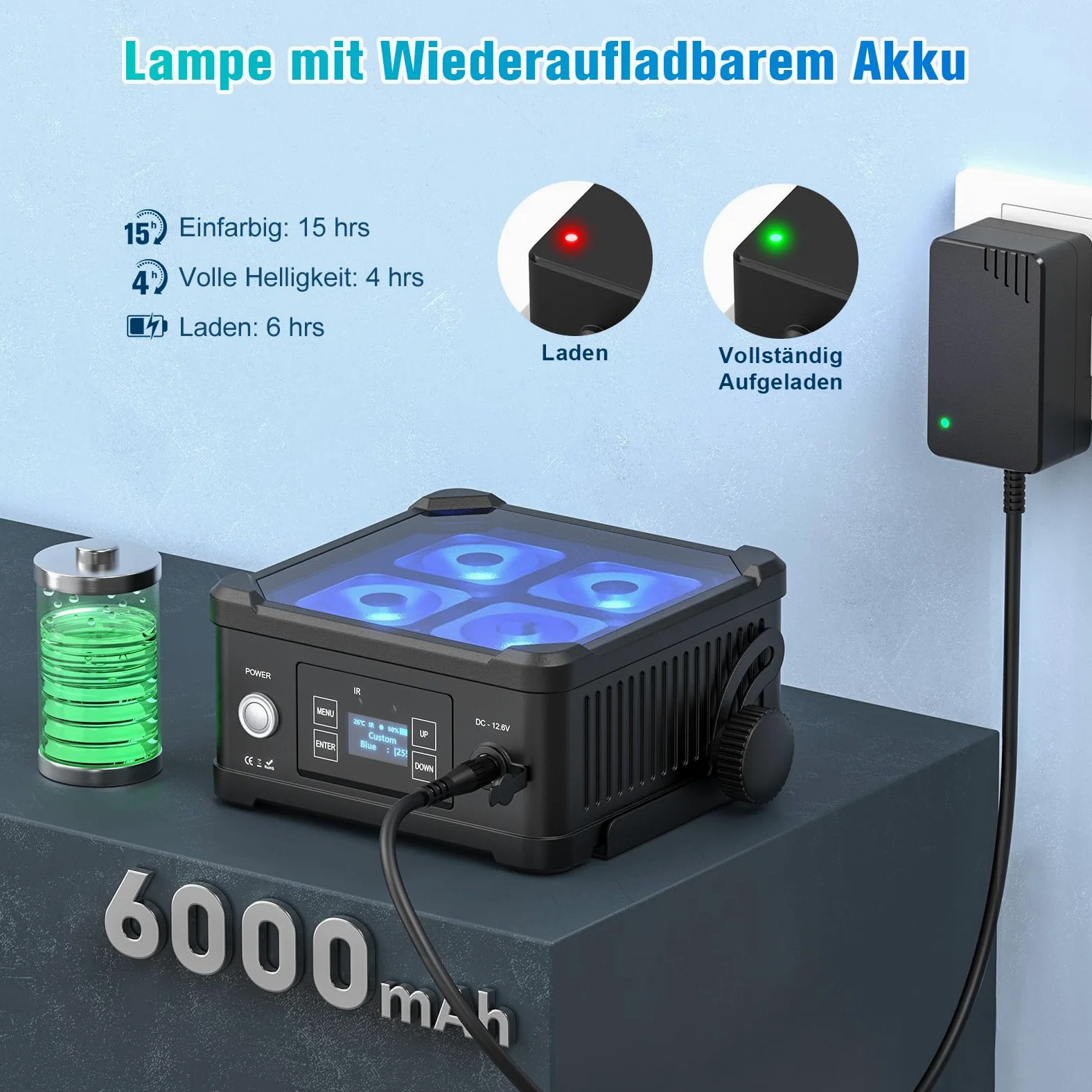 U`King 4PCS 4x10W Impermeabile Par LED Batteria, RGBWA UV IP65 Luce da Palco Esterno con Telecomando, Supporta APP, IR, Wireless 2,4 GHz per Giorni di Pioggia Piscina Matrimonio Spettacolo Discoteca