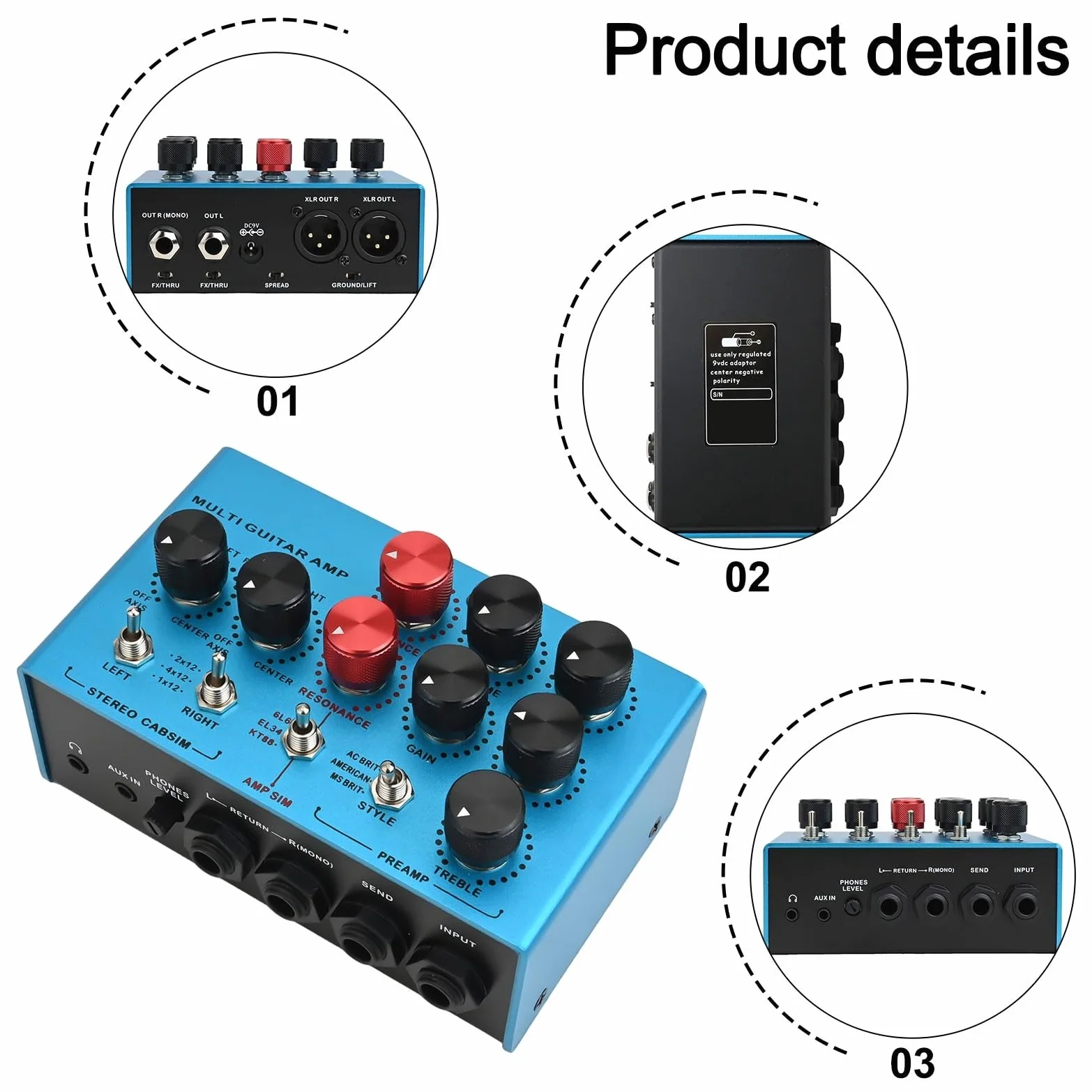 Pedale multi funzionale per chitarra con effetto audio mosky True Bypass, per esercitarsi con basso elettrico, uso domestico, nero