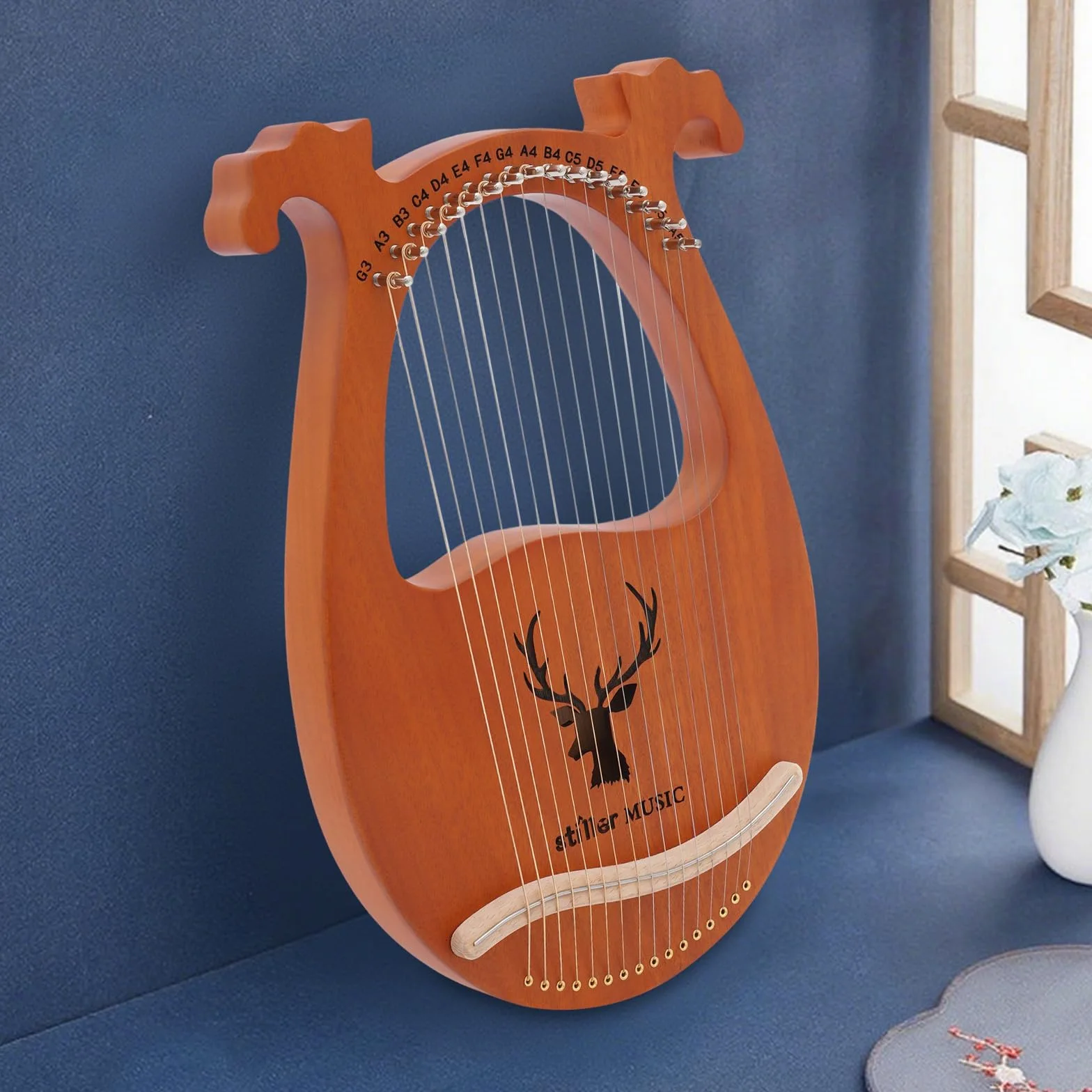 Lira Arpa, 16 corde, piccolo strumento di arpa, Lyre Harp con chiave a accordo, plettri e stracci, arpa portatile in mogano massiccio, per adulti, bambini, principianti
