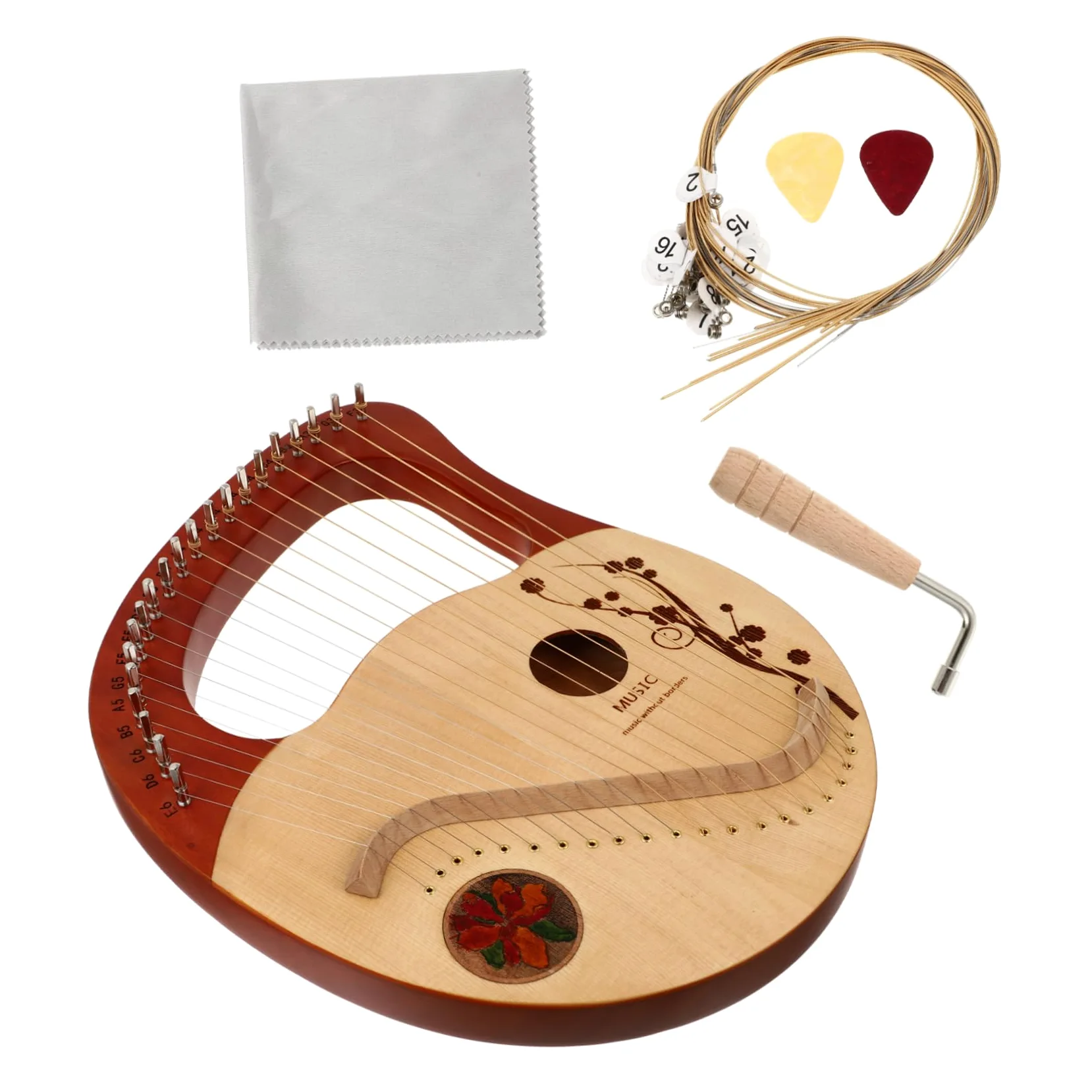 Yardwe Arpa in Legno Corde Strumento Corda Arpa in Legno Massello Corde Con Asta Di Accordatura Di in Strumento Musicale Lira Per Principianti
