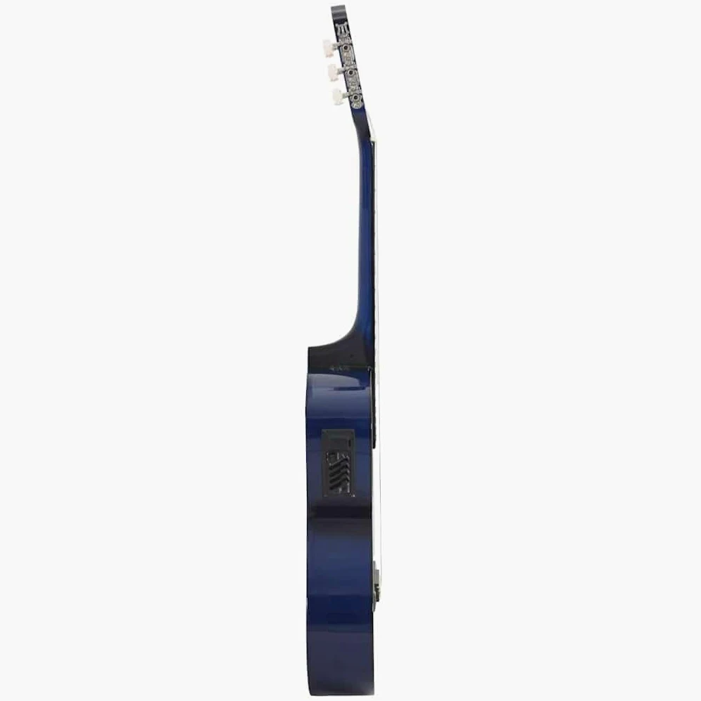 Set di 12 chitarre western, blu, chitarra acustica 4 4 con 6 corde in nylon, 4 bande EQ, custodia, supporto, plettro, capotasto e accordatore per apprendimento, palcoscenico, studio e viaggi