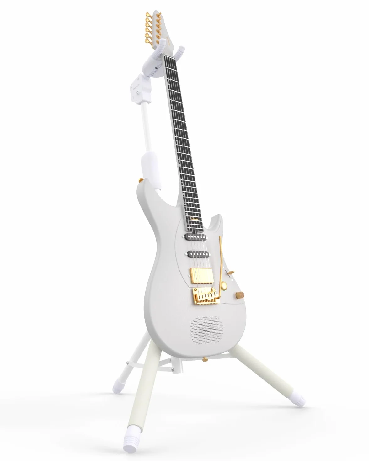 ENYA Supporto per chitarra regolabile (da 76 a 99 cm) con gancio automatico, in acciaio inossidabile, imbottitura antiscivolo e design a tre gambe per chitarre acustiche ed elettriche.