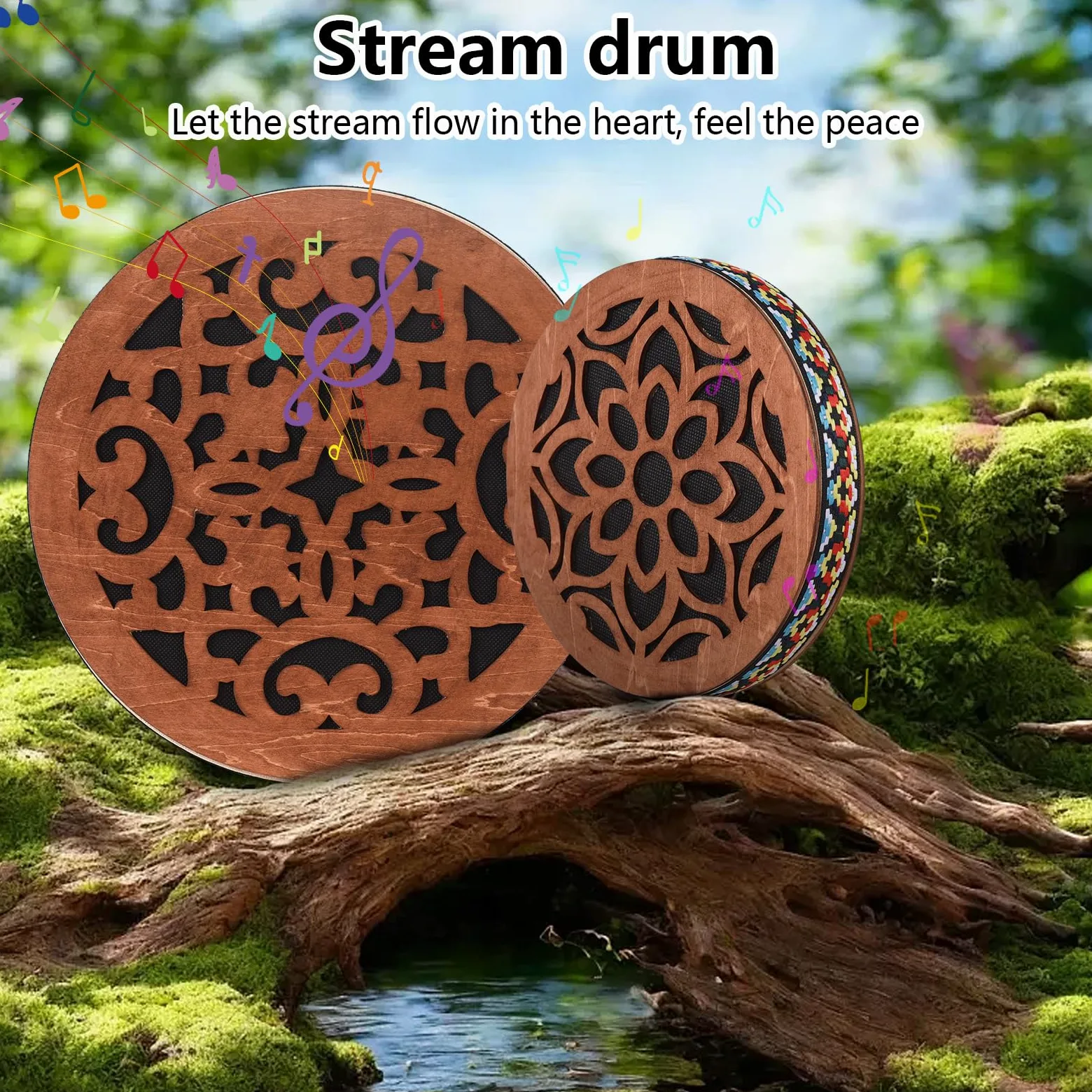 COMETX Drum 8/12 Ocean Drum Etnic - Strumento a percussione Onomatopoeic, strumento portatile per tamburelli a mano, terapia del suono per suoni d'acqua rilassanti, accompagnamento delle prestazioni