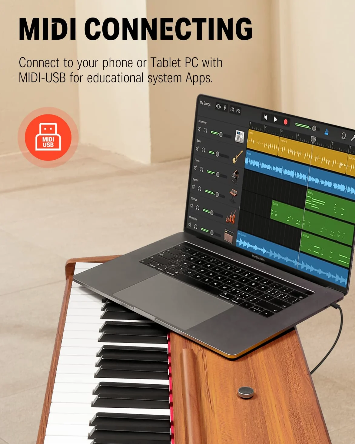 Donner DDP-80 Pianoforte Digitale 88 Tasti Pesati, Azione del Martello II, Piano Elettrico Domestico con Supporto, Pedale Triplo e Collegamento USB MIDI