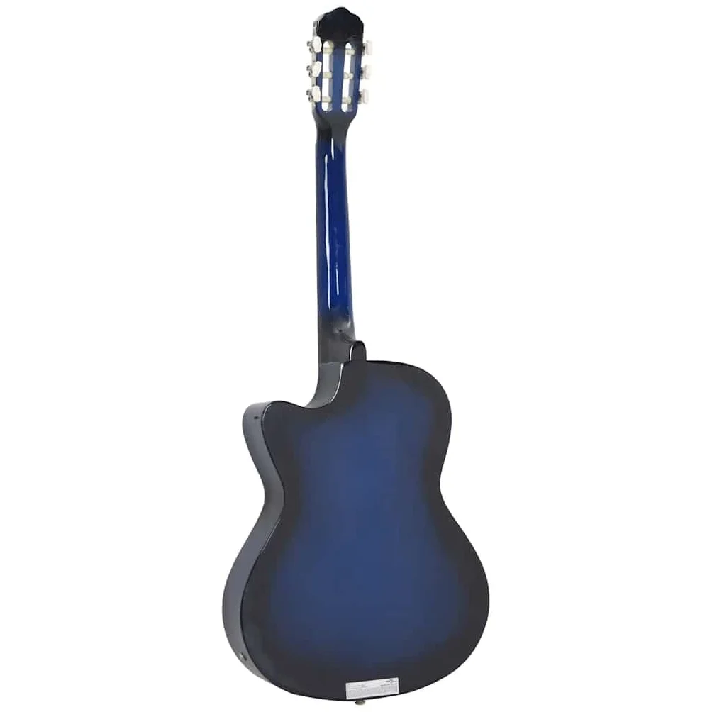 Set di 12 chitarre western, blu, chitarra acustica 4 4 con 6 corde in nylon, 4 bande EQ, custodia, supporto, plettro, capotasto e accordatore per apprendimento, palcoscenico, studio e viaggi