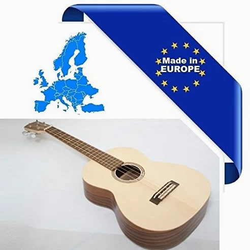 UKULELE BARITONO MADE IN EUROPE TAVOLA ABETE MASSELLO FONDO FASCE NOCE TASTIERA IN PALISSANDRO