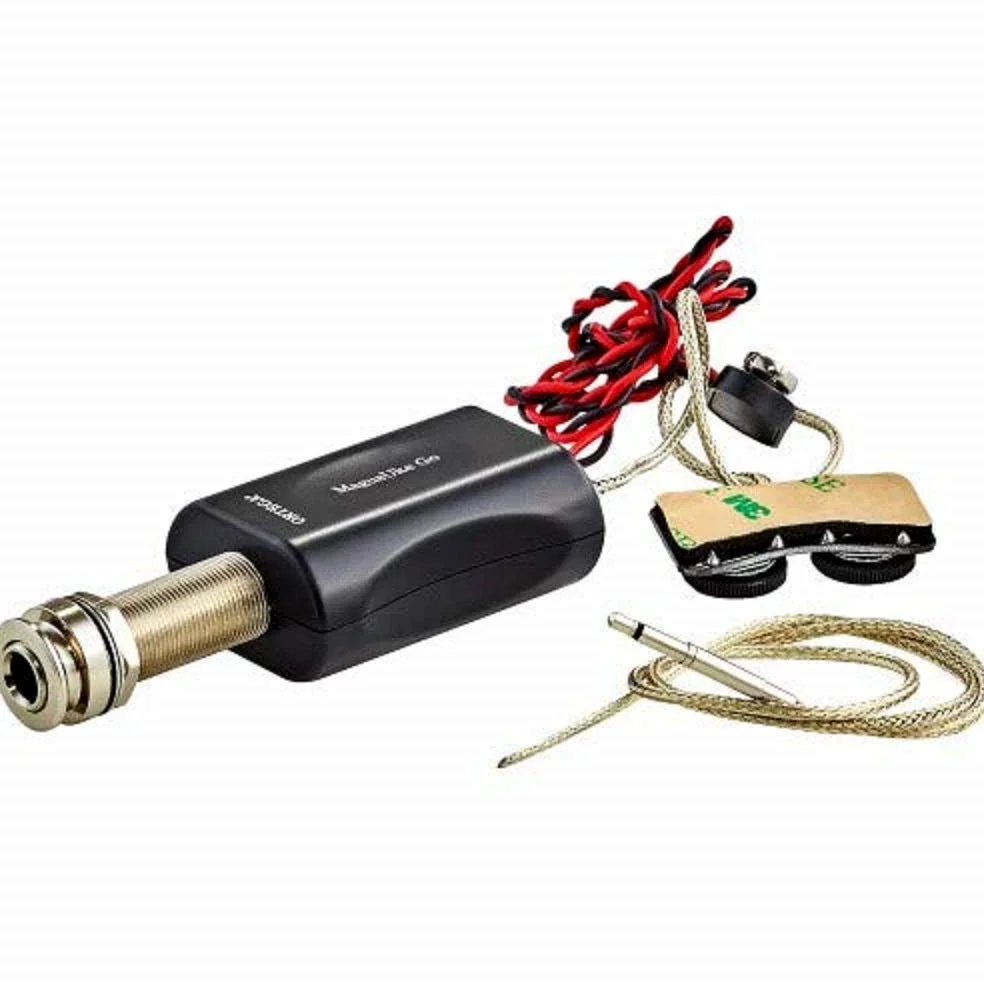 Ortega Guitars MAGUSUKE Set di Preamplificazione per Ukulele con Accordatore Integrato, Include 4 Barrette Piezo