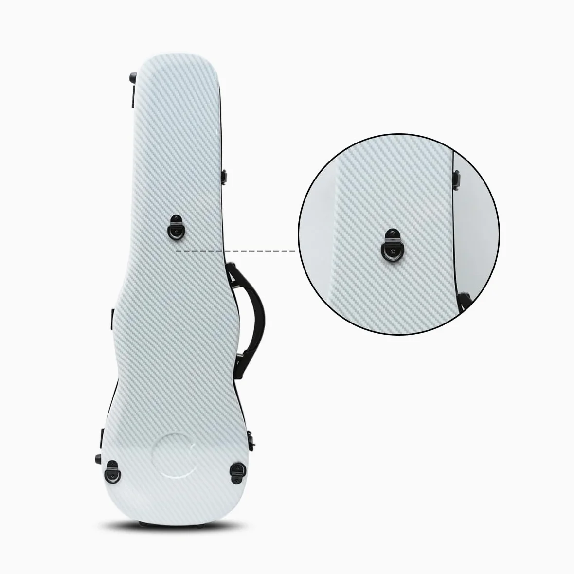 Custodia rigida per violino 4/4, in materiale composito di carbonio, con cinghie staccabili, struttura ultraleggera, protezione, impermeabile e durevole (bianco)