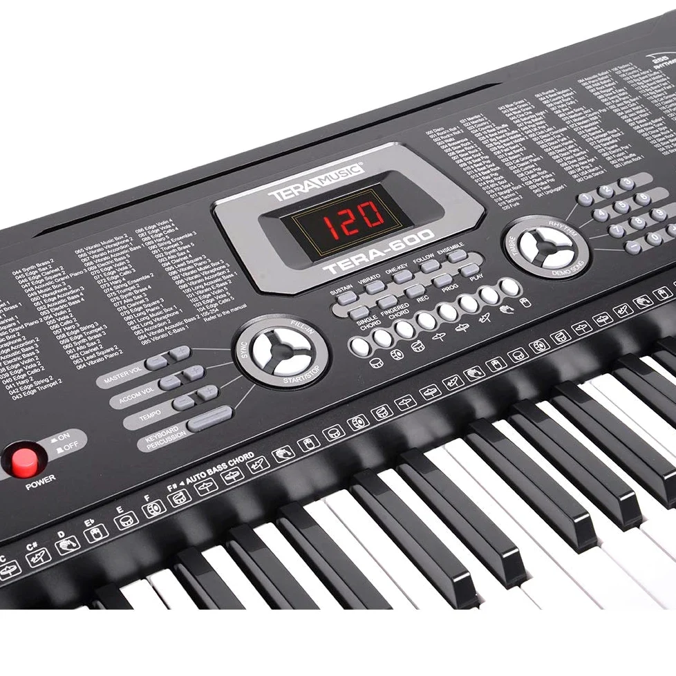 Bakaji Tastiera Musicale Pianola Elettronica 61 Tasti Pianoforte Multifunzione con 255 Ritmi 24 Brani Preimpostati Funzione Percussione Ingresso AUX Leggio Porta Spartito/Tablet e Microfono