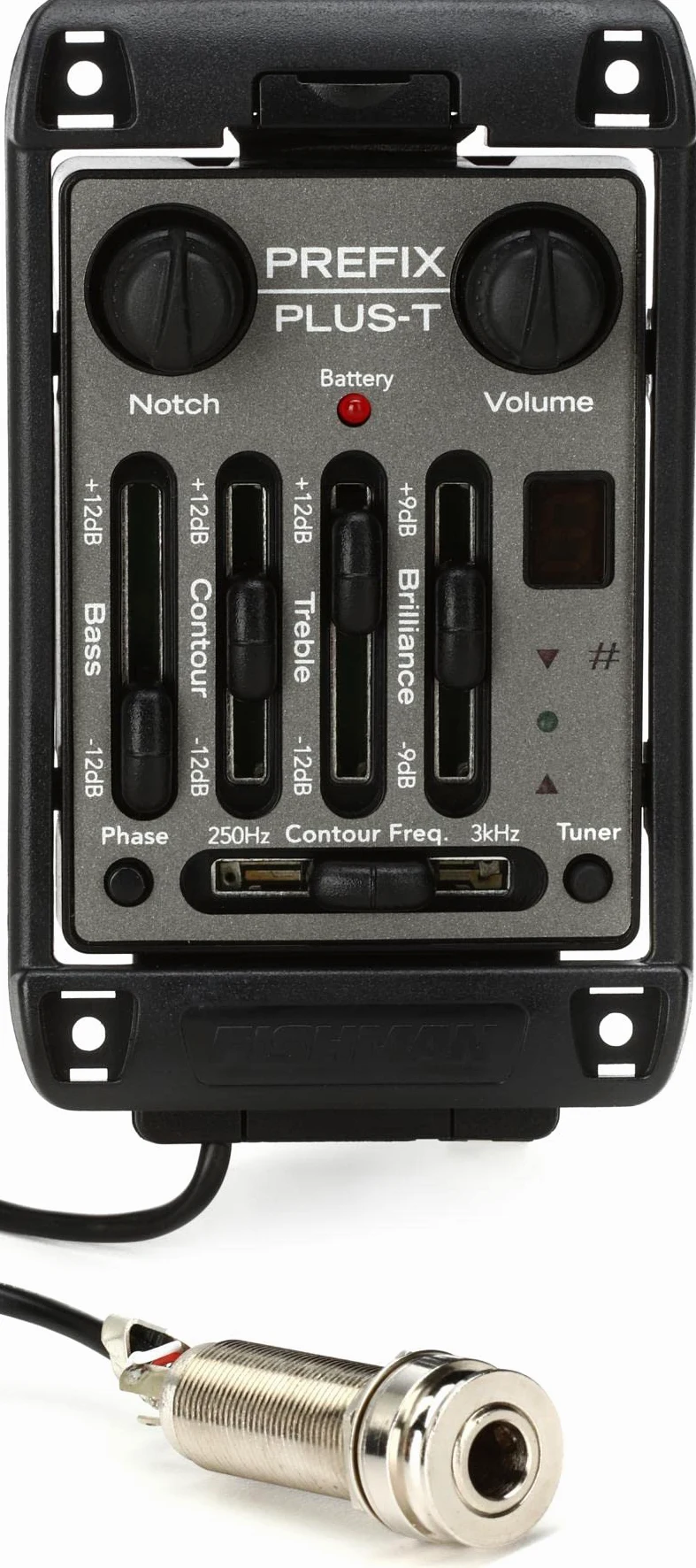 Fishman Prefix Plus-T Preamplificatore Onboard, Ampio Formato per Chitarra Acustica, Nero, Amplificatore a Stato Solido