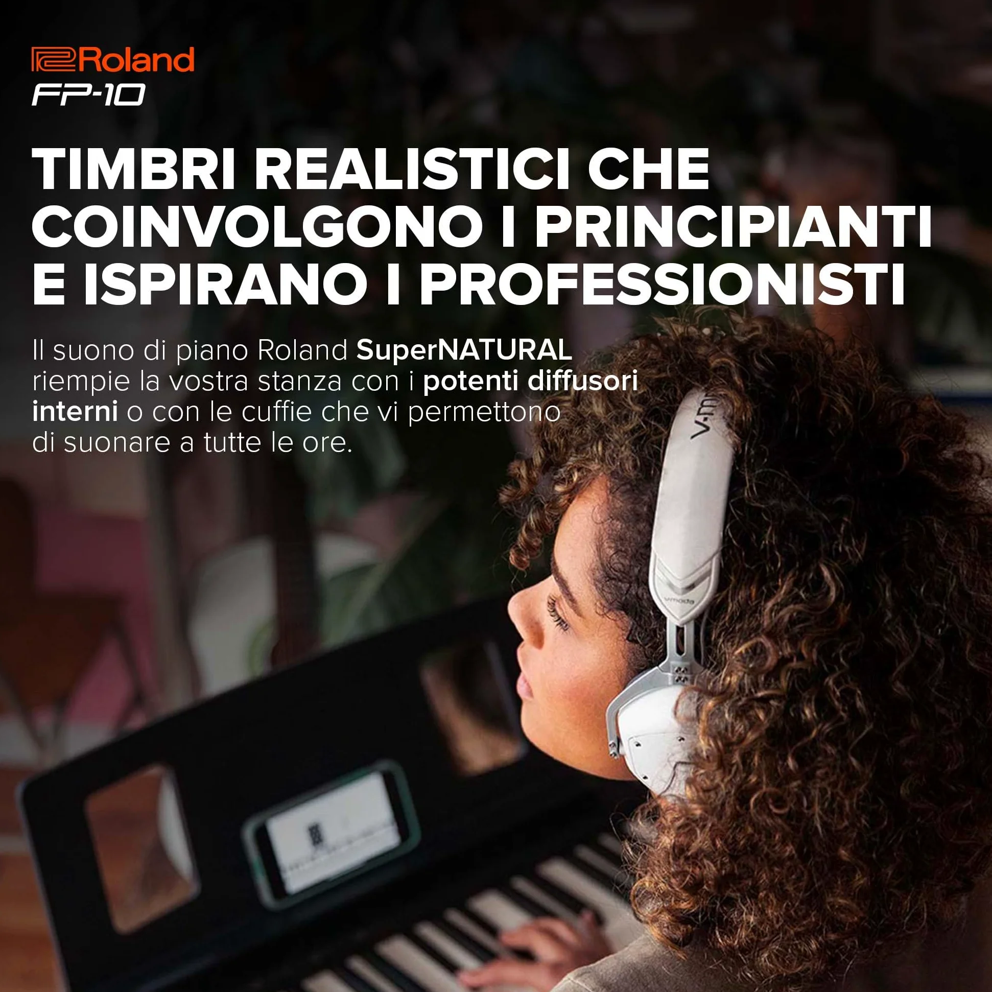 Roland FP-10 – Piano Digitale Compatto a 88-Note con Suoni di Piano SuperNATURAL e Tastiera dall'Autentica Risposta Acustica | Semplice da Usare | Ideale per l'Utilizzo in Casa