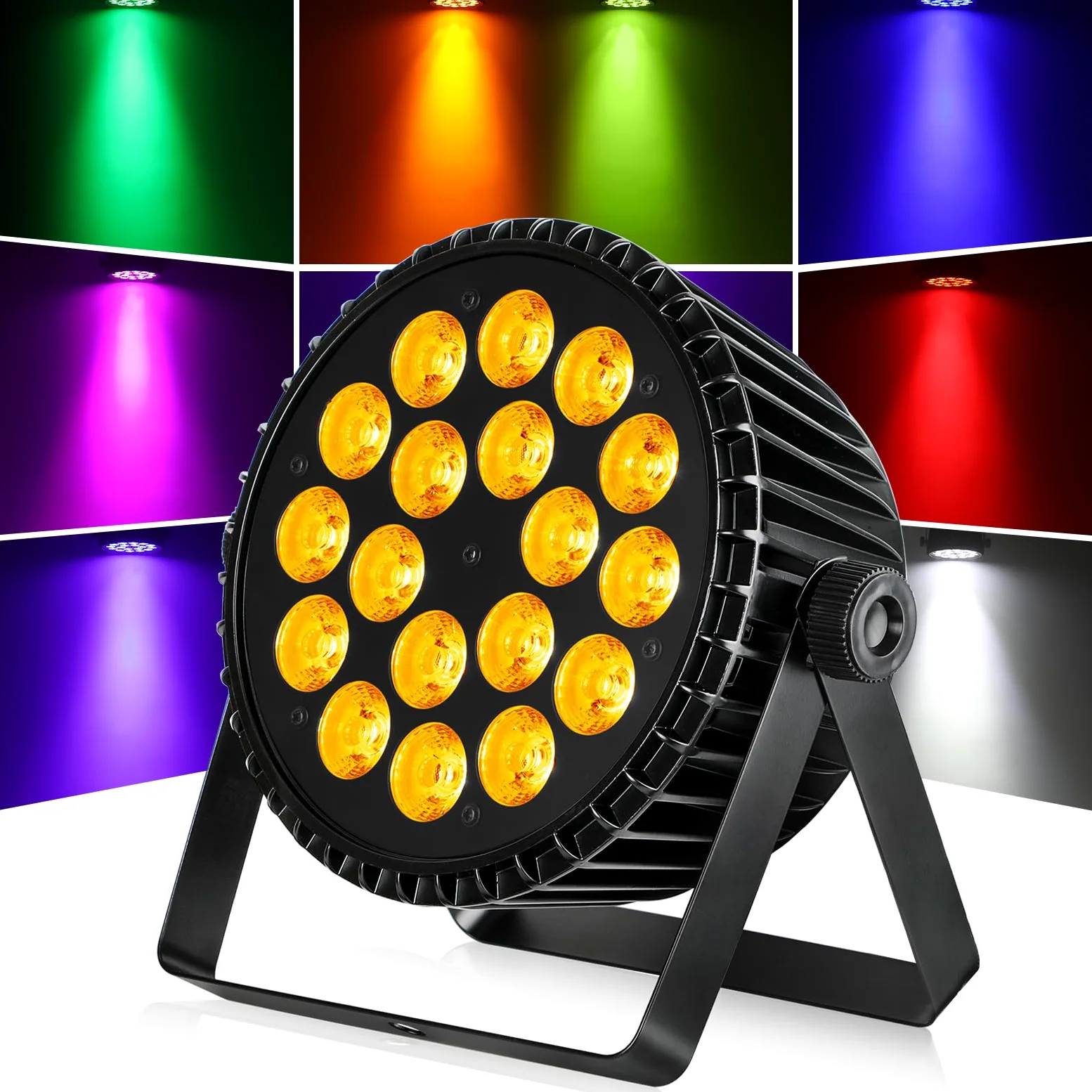 BETOPPER PAR LED 18×18W, 6-in-1 RGB+Ambra+ Lime+UV Luci Discoteca(CRI/RA>95), Luce Nera Strobo/Wash, DMX512/Auto/Suono/Master-Slave, per DJ, Feste, Matrimoni, Club (1)