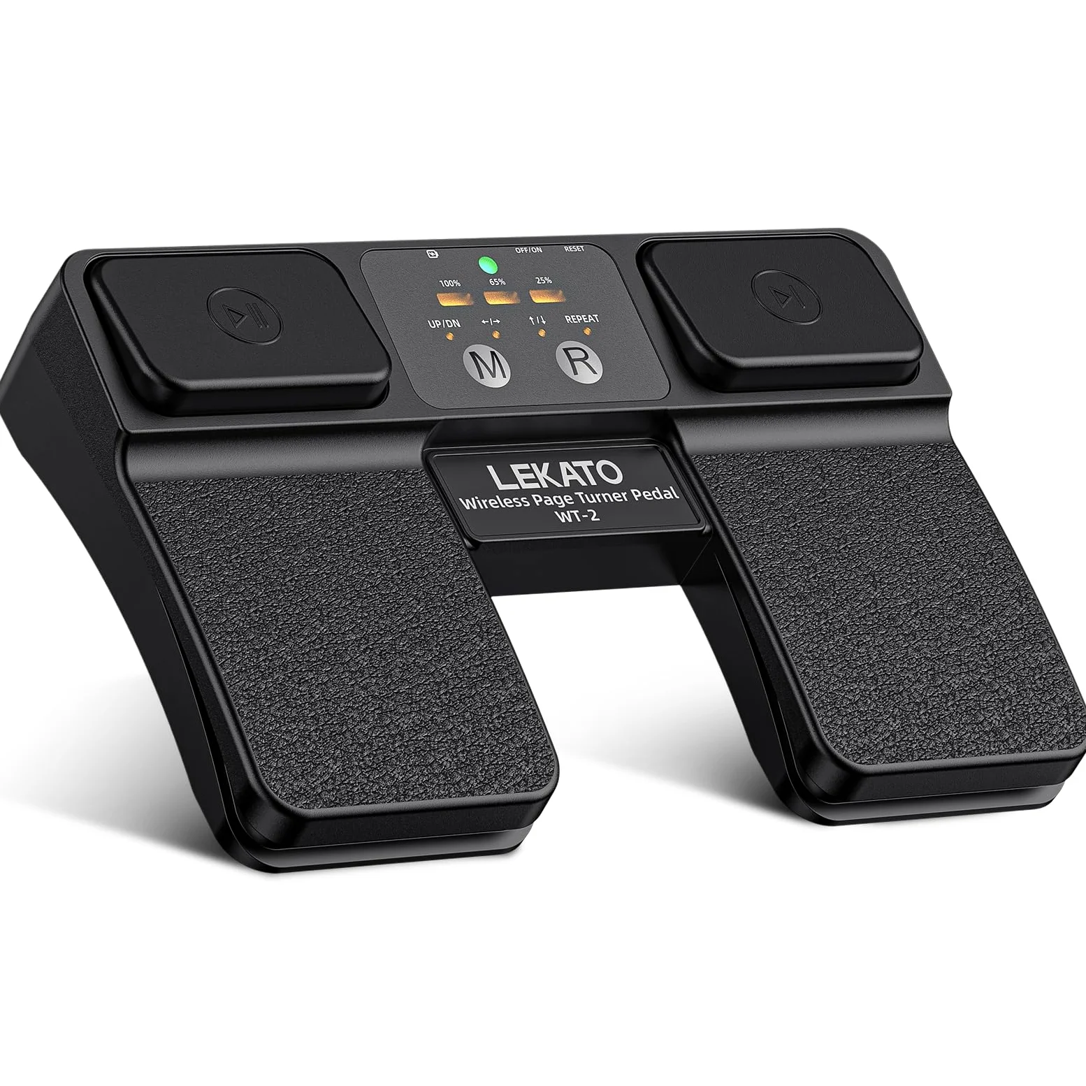 LEKATO Pedale Bluetooth Page Turner con controllo backing track e indicatore batteria, pedale wireless ricaricabile per spartiti, smartphone, tablet e lezioni musicali (WT-2)