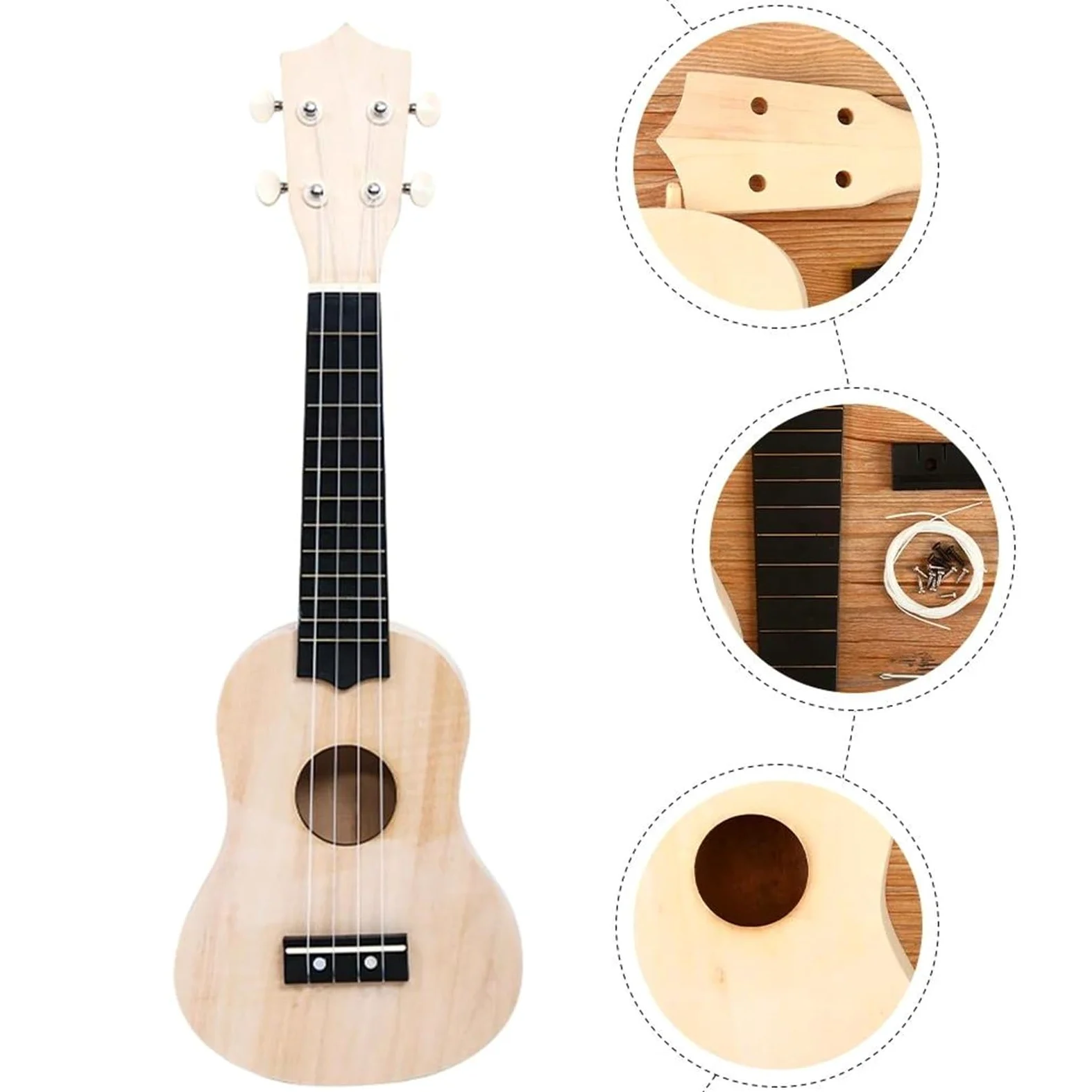 Ukulele professionale Strumento A Corde Per Ukulele In Legno Per Musicista Principiante 53.00X17.00X4.00cm Kit Per Principianti Ukulele Treble Gig Bag