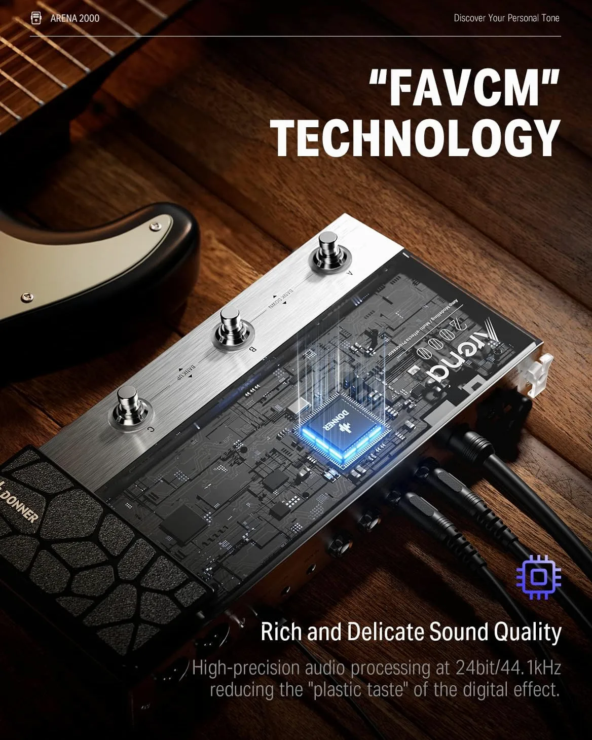 Donner Arena 2000 Pedale multieffetto, 278 Effects, 100 IRs, Looper, Drum Machine, Amp Modeling Guitar Pedal, Support XLR, MIDI IN