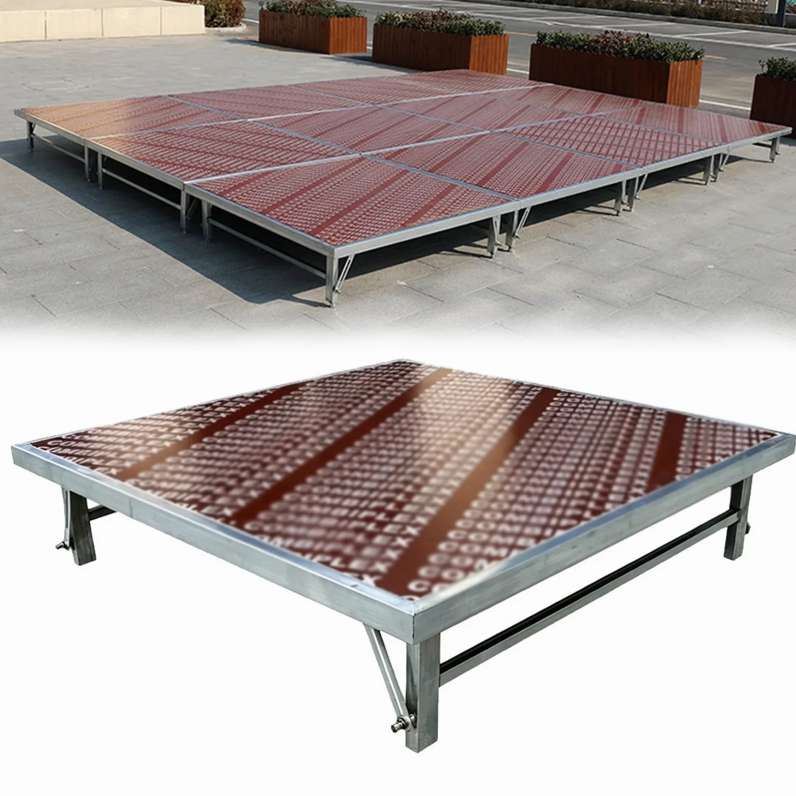 Palco pieghevole e portatile, portata 500 kg, gambe pieghevoli, design modulare per concerti, DJ, feste ed eventi(100x128x30cm/39.4x50.4x11.8in)