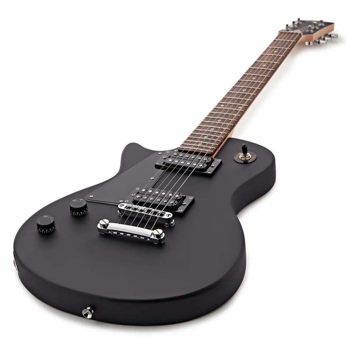 New Jersey Pacchetto di Chitarra Elettrica per Mancini, Nero | Manico Comodo e Corpo Leggero, Ampli Portatile con EQ 2 Bande e Uscita Cuffie, Set Completo di Accessori Incluso