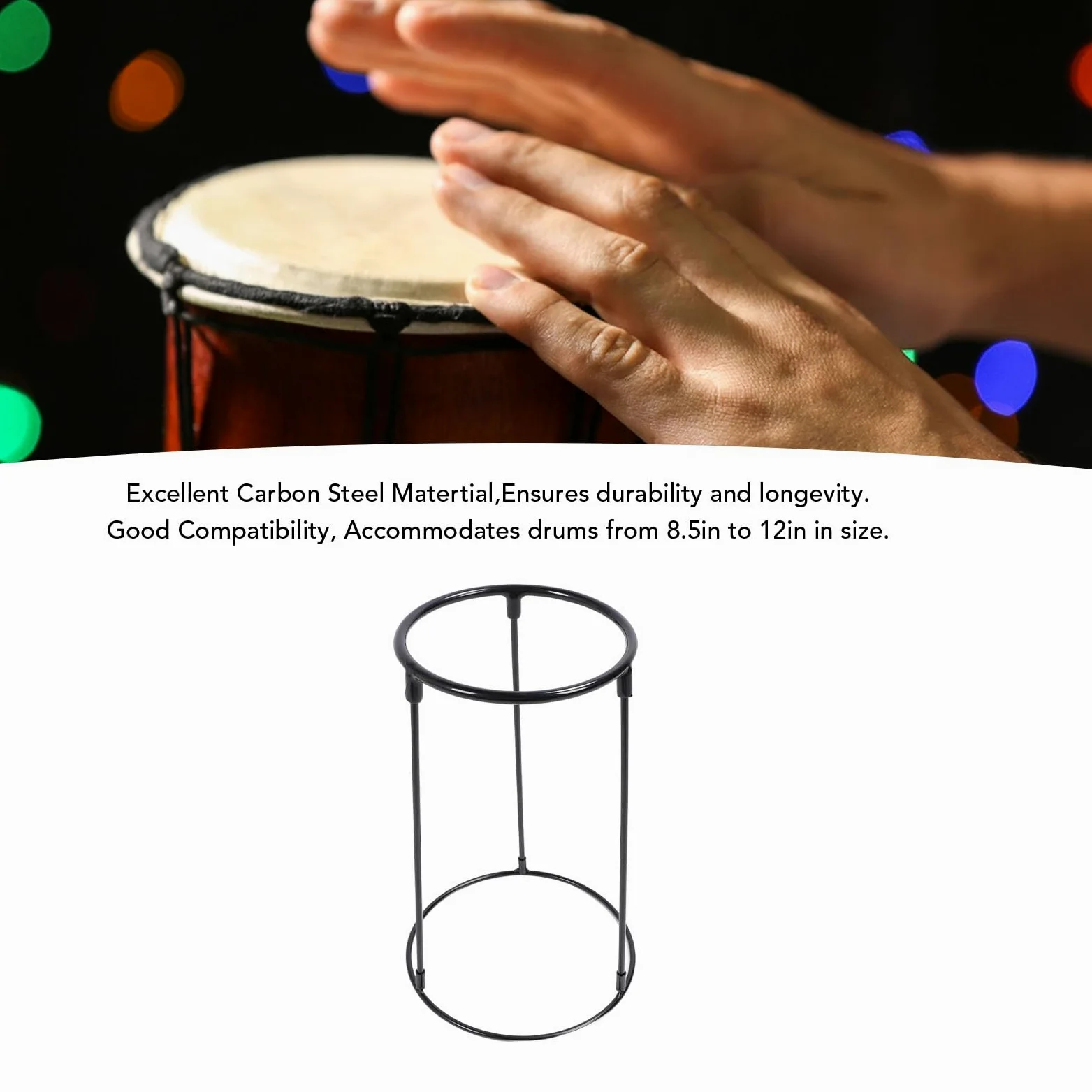 Travel Djembe Stand, supporto per pavimento Djembe portatile in acciaio al carbonio per casa e negozi African Drum Stand Djembe Drum Stand Strumento Accessorio strumento a