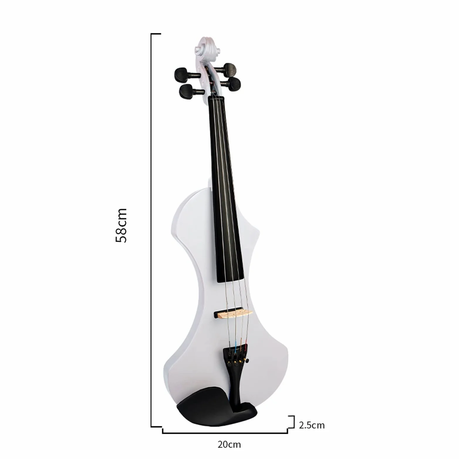 Violino Elettrico 4/4 Bianco Opaco Full Size in Legno Massello Set di Violino Elettronico/Silenzioso con Arco per Violino Custodia per Violino Corde per Violino Violini per Studenti