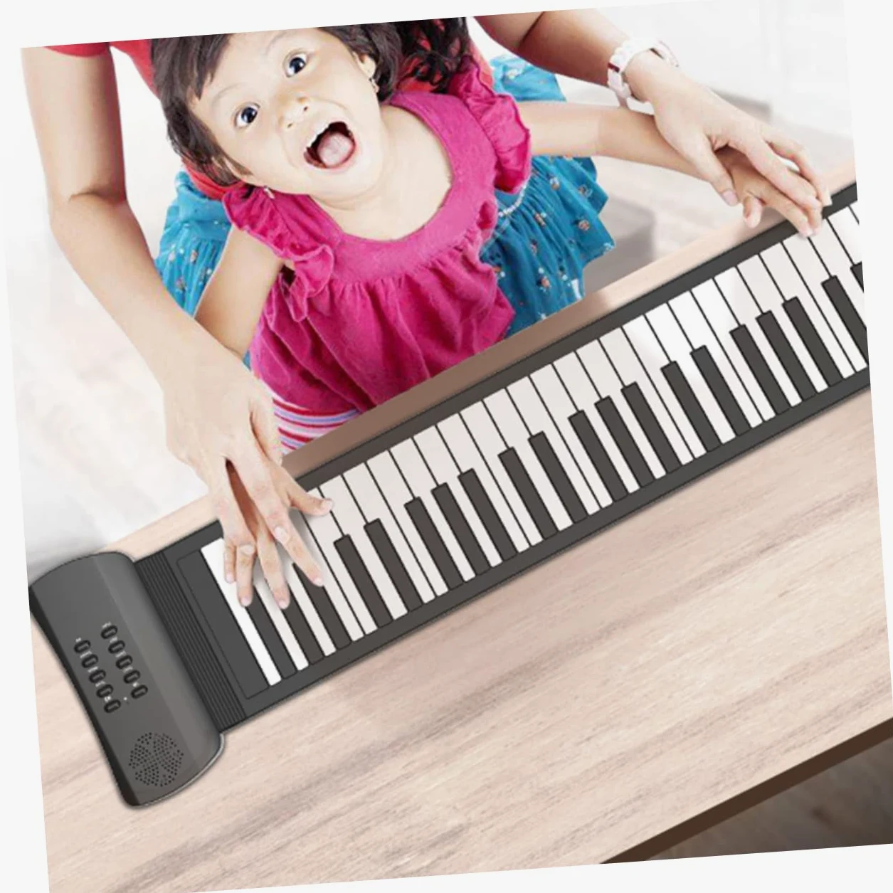 Pianoforte Elettronico Arrotolabile Pieghevole 61 Tasti in Silicone | Nero e Bianco, Portatile e Facile da Riporre, Sensazione Comoda al Tatto