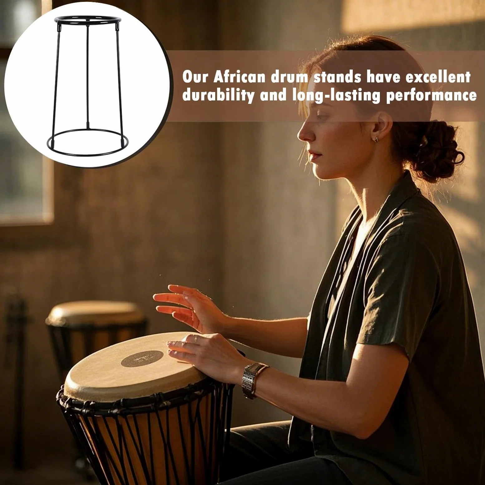 Supporto per strumenti a percussione, supporto regolabile da pavimento in acciaio al carbonio, supporto per percussioni nero, forniture per strumenti musicali per adulti, principianti e musicisti