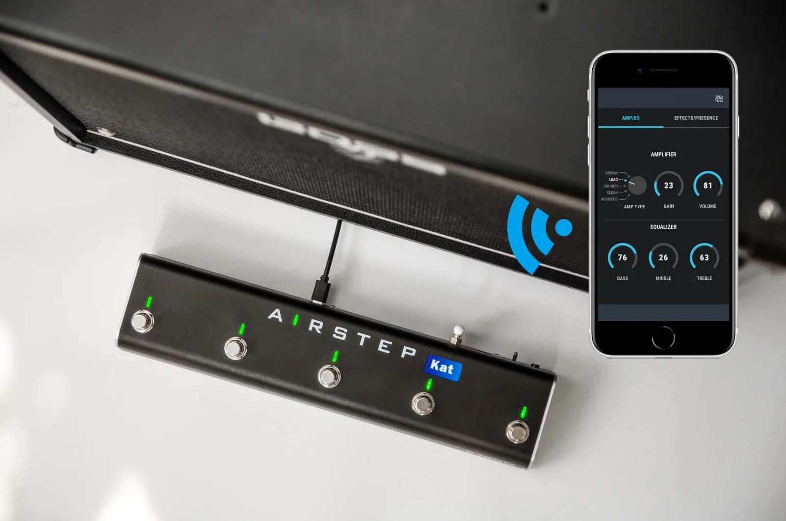 XSONIC Airstep Kat Edition KATANA MkII & I Pedal with 5 Pedals, 2 Control Modes, Modify Audio Amp with BTS App for iOS and Android, Wireless