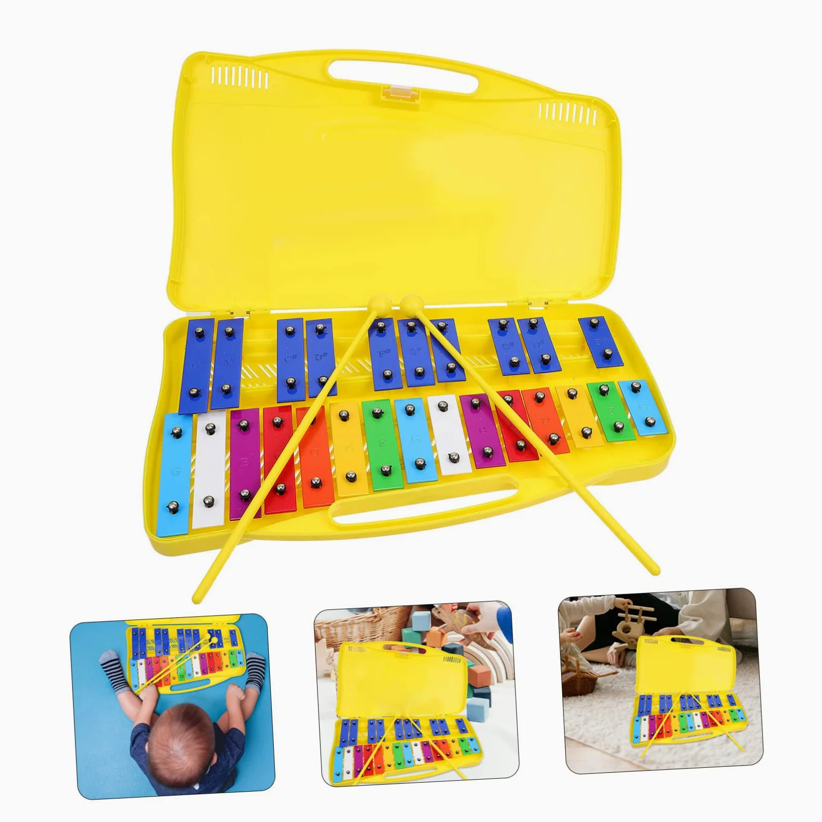 Metallofono 25 Note Plastica Blu, Strumento Orff per Ragazzo Ragazza | Metallofono Giocattolo Orff, Strumento per Educazione Precoce, Suono Chiaro per Attività Didattiche