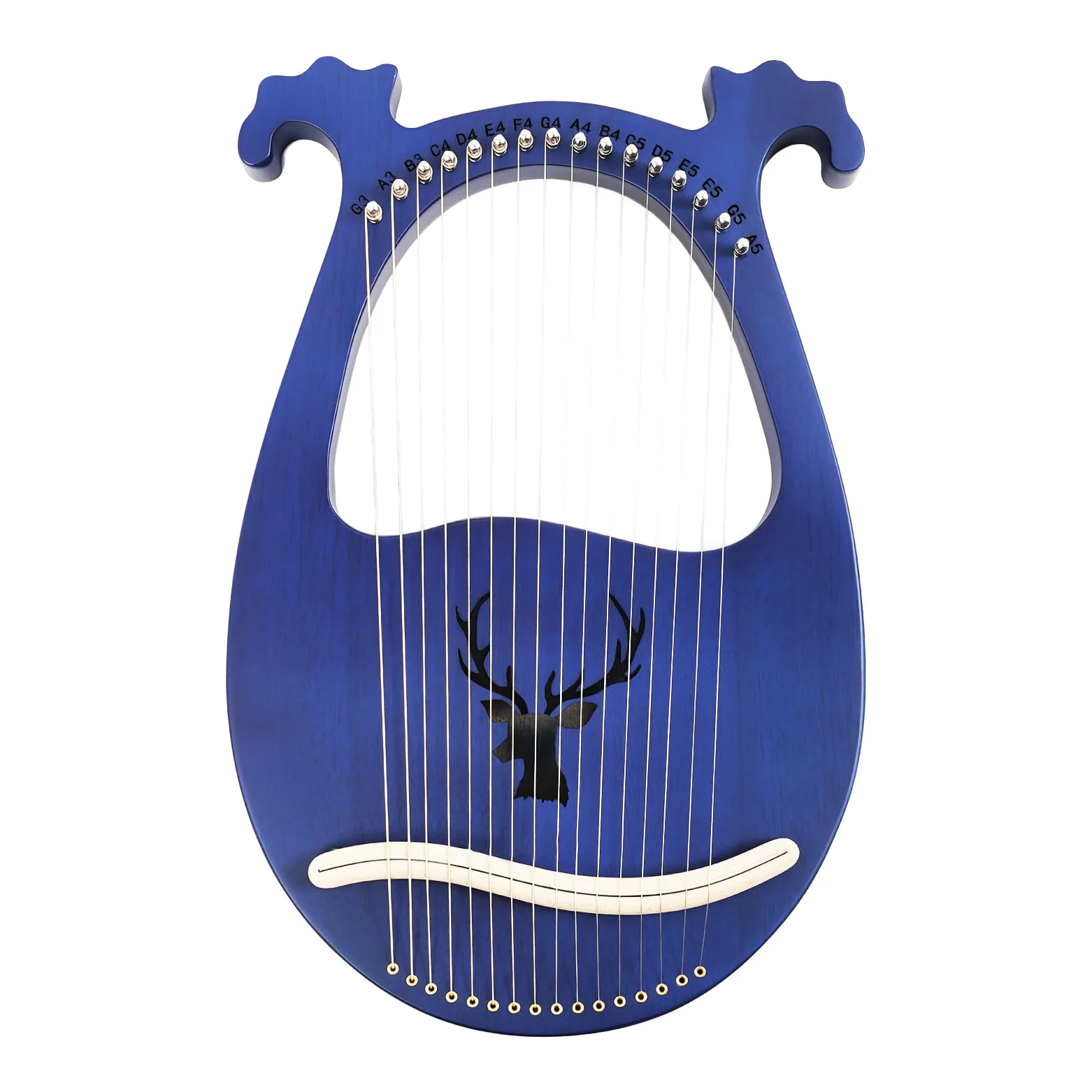 Lira Arpa Harfe in legno massiccio di mogano, 16 corde in metallo - Daumenklavier con tasti di accordatura e paddles, per bambini e adulti amanti della musica principianti (Blu)