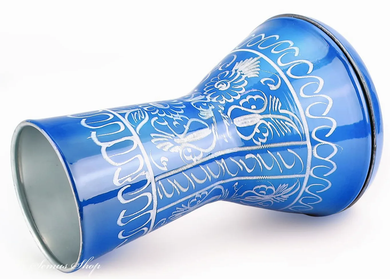 VD Vatan Darbuka - Tamburo orientale per bambini, in alluminio pressofuso inciso a mano, colore: Blu