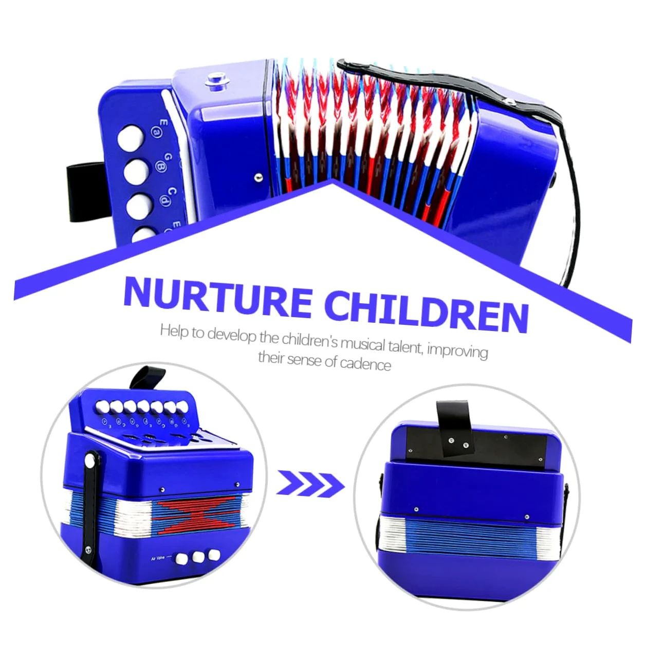 Fisarmonica Giocattolo Blu per Ragazzo Ragazza, Strumento Musicale | Abs e Plastiche Ingegneristiche, Leggero per Mani Piccole, per Apprendimento e Pratica dei Giovani