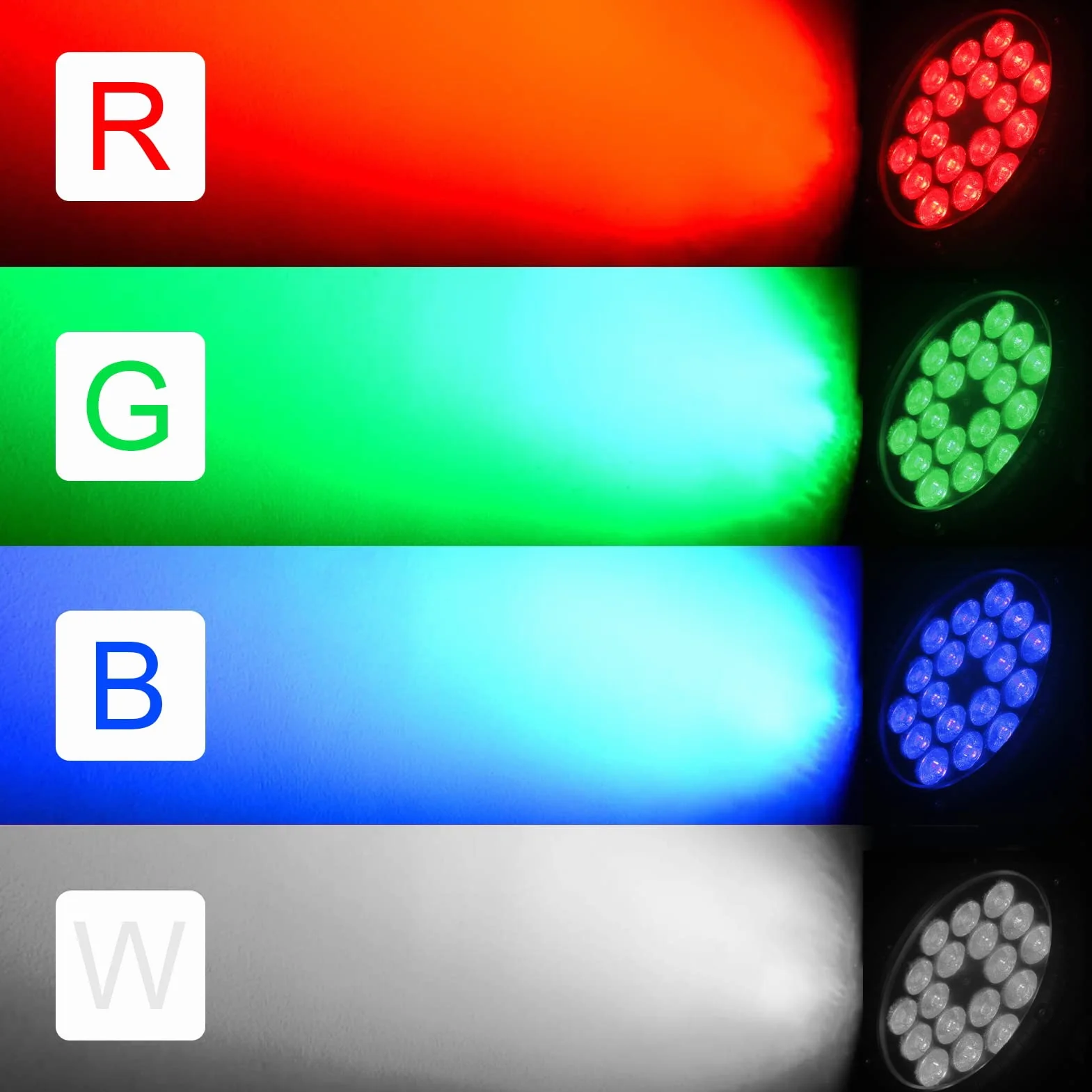 U`King 180W Par LED Impermeabile, RGBW Luce di Scena con 105cm cavo di alimentazione e cavo d- mx da 52cm, Luci del Palcoscenico supporto 4/8 CH, Utilizzare per all'aperto prato bar feste