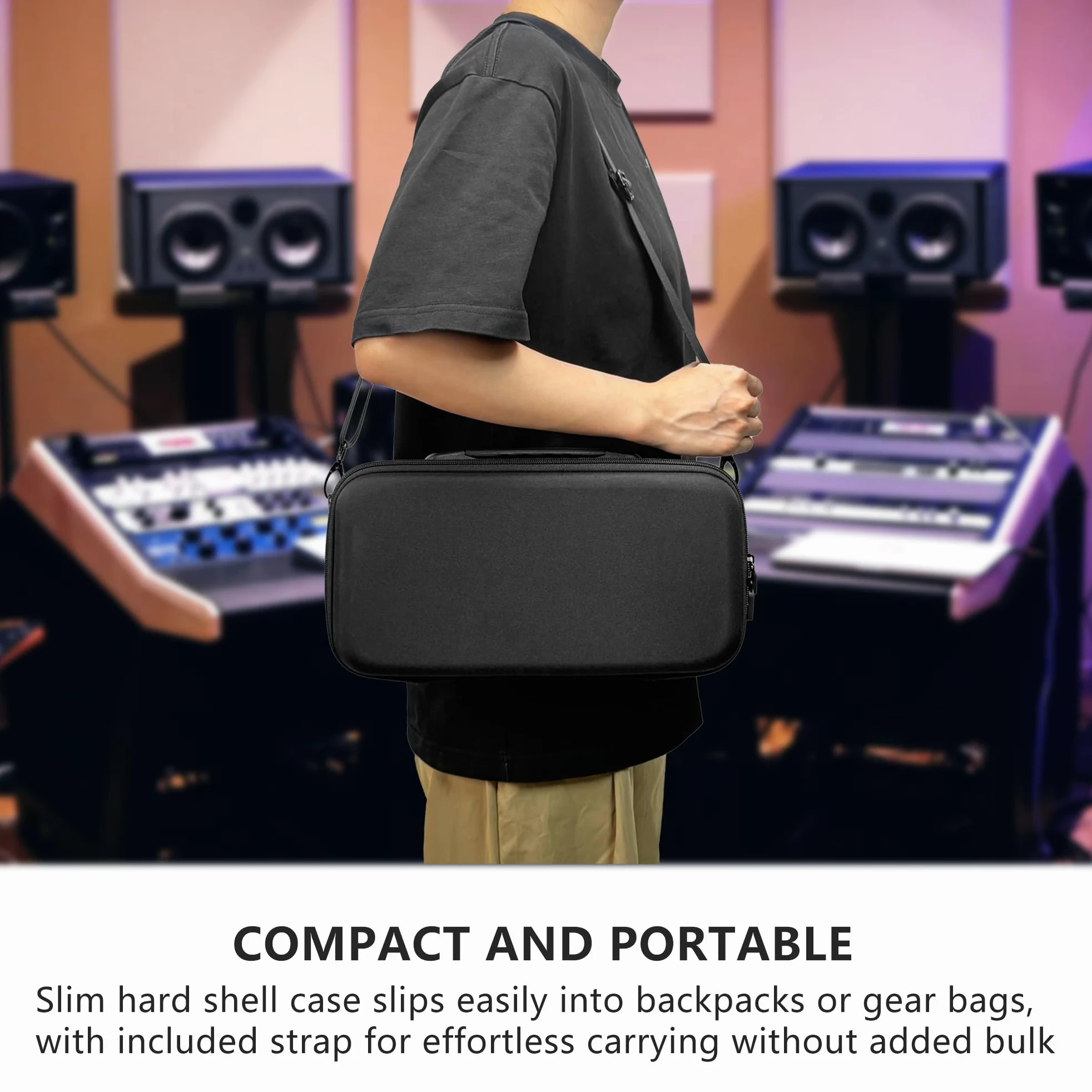 Musiin Custodia con interfaccia audio personalizzata compatibile con UA Apollo Solo Heritage/Apollo Solo USB, guscio rigido con tracolla, scomparto separato per cavi, archiviazione portatile per