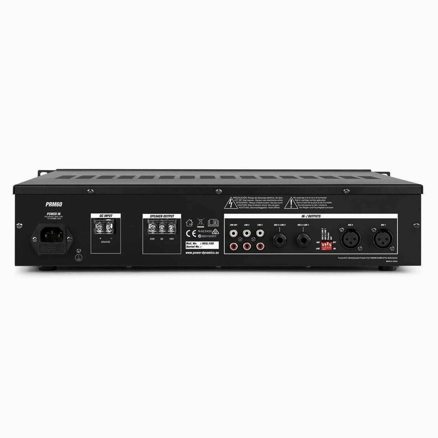 Amplificatore 60W mono zona da 100V 8Ohm con BT, SD, USB mod. PRM60