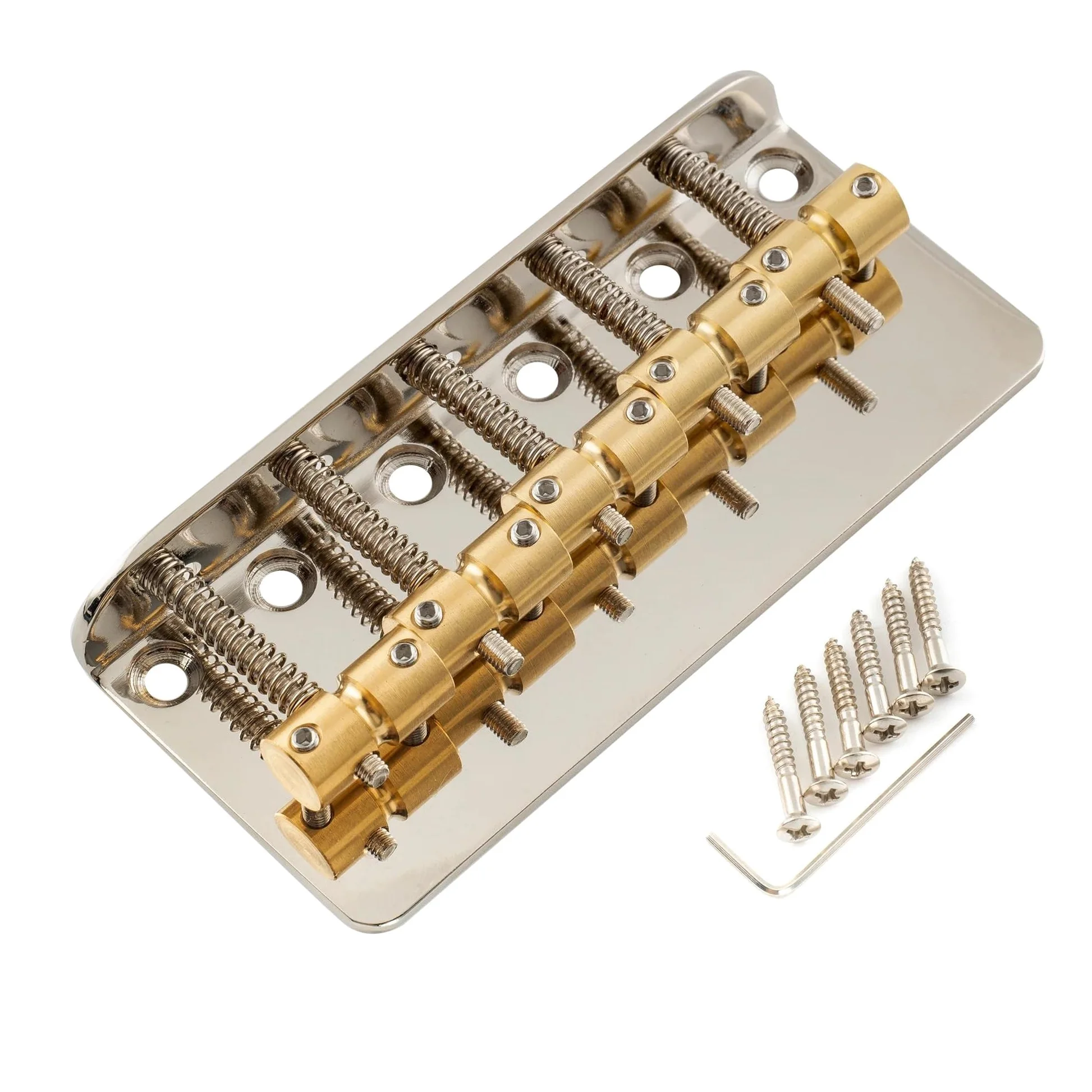 Ponte Per Basso A 5 Corde Standard Classico Da 18 Mm Con Sellette In Ottone E Piastra Di Base In Acciaio | Ponte per chitarra (nichel)