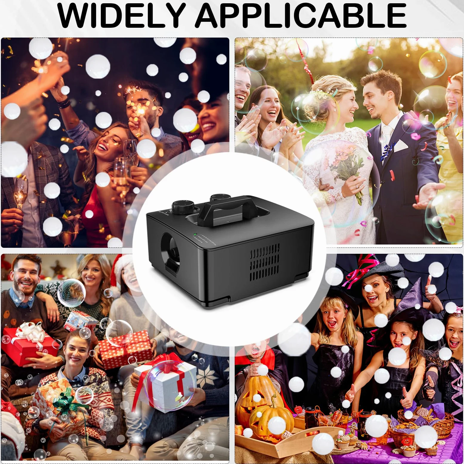 Nebelmaschine, Macchina Del Fumo 2 In 1 Con Bolle 400W, Macchina Bolle Di Fumo Portatile 27×25×16 Cm, Fog Bubble Machine Per DJ Festa Palco Matrimonio Halloween Natale Compleanno