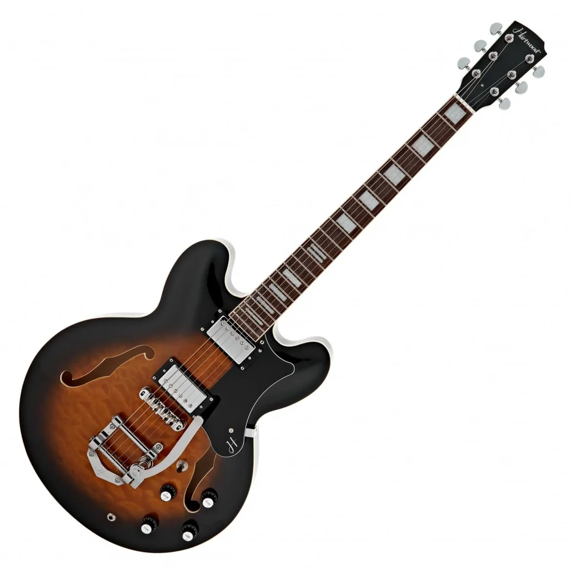 Hartwood Chitarra semiacustica Revival Legend TR, Sunburst | Toni Profondi e Risonanti dal Corpo in Tiglio, Braccio Tremolo Integrato per Vibrato Sfumato, Semi-Cavo, Sunburst