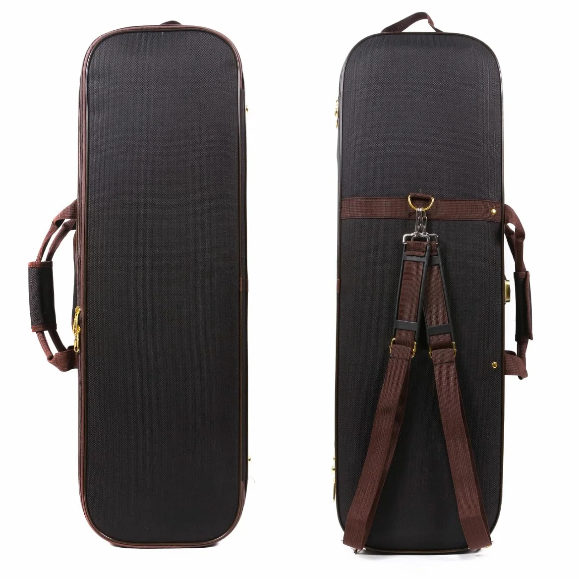 Scatola per violino in tela 4/4 Full Size Custodia oblunga in legno con cinghie resistenti 2 supporto per archetto da viaggio custodia per violino
