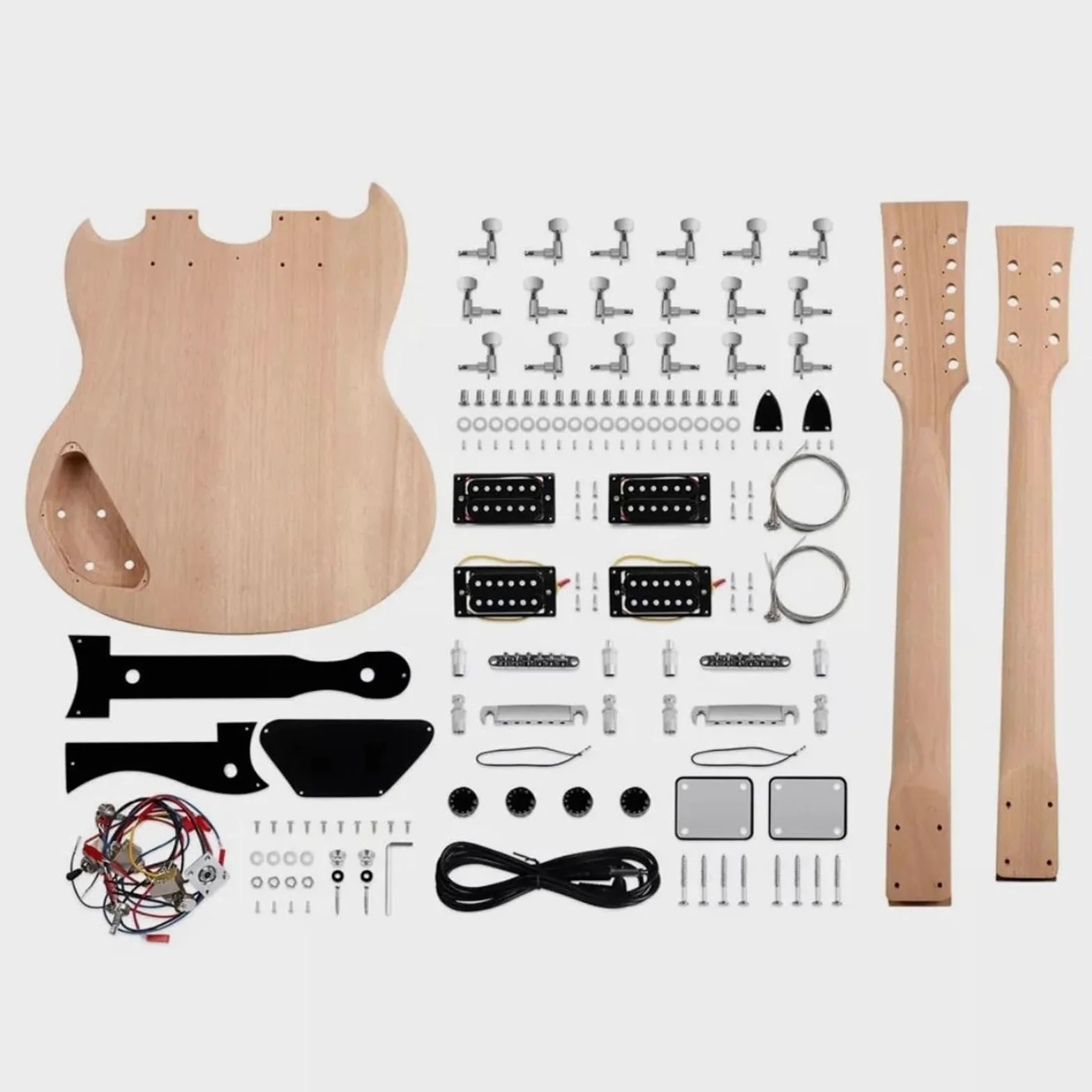 Kit Chitarra Elettrica Fai Da Te A Doppio Manico Corpo In Mogano 12 Corde Tastiera In Palissandro